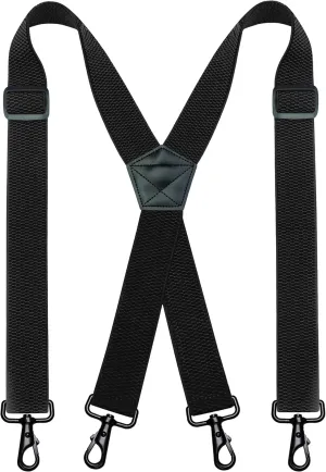 1.48" Wide Heavy Duty Suspender with 4 Swivel Hooks for Jeans Pants