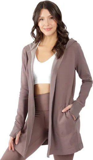 90 Degree By Reflex Heavy Fleece Open Hooded Cardigan