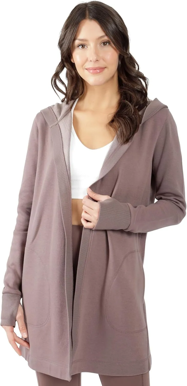 90 Degree By Reflex Heavy Fleece Open Hooded Cardigan