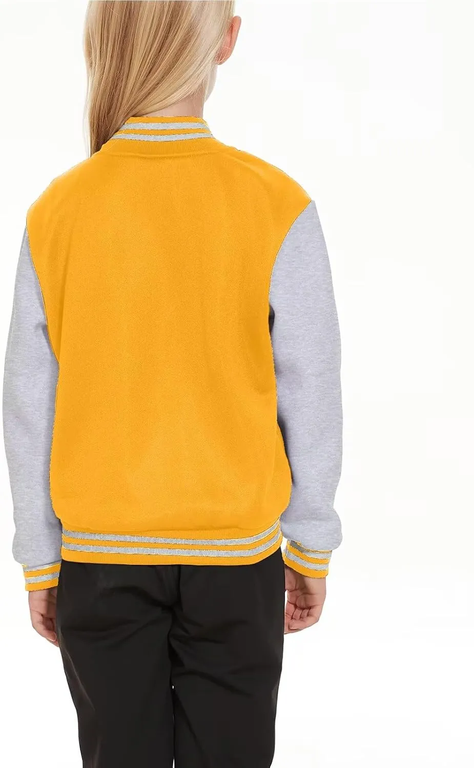 ACEFAST INC Kids Baseball Jacket School Varsity Uniform Casual Sweatshirt Girls Sweater Jacket Baseball Solid Color