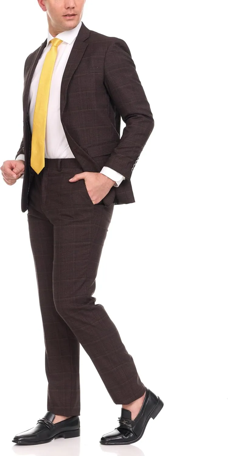 Adam Baker Men's Single Breasted Ultra Slim Fit 2-Piece (Jacket, Trousers) Suit Set