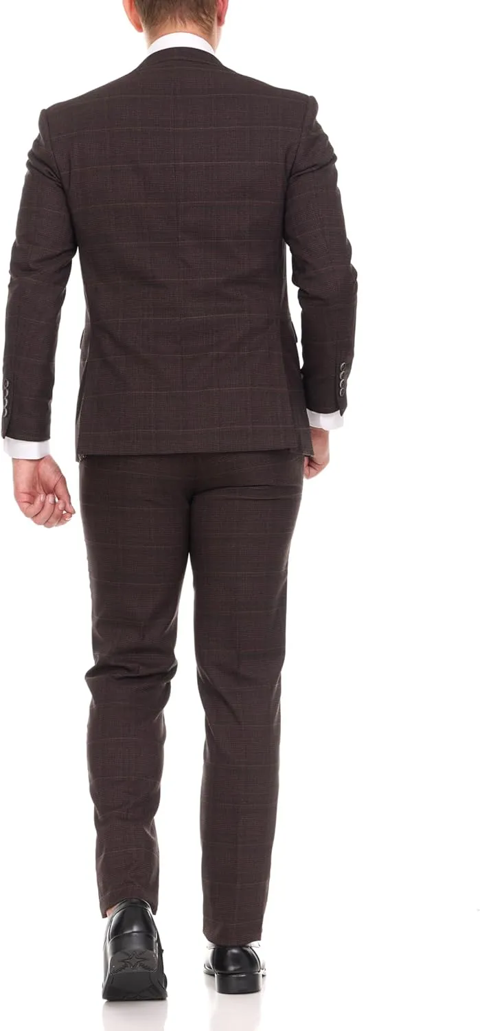 Adam Baker Men's Single Breasted Ultra Slim Fit 2-Piece (Jacket, Trousers) Suit Set
