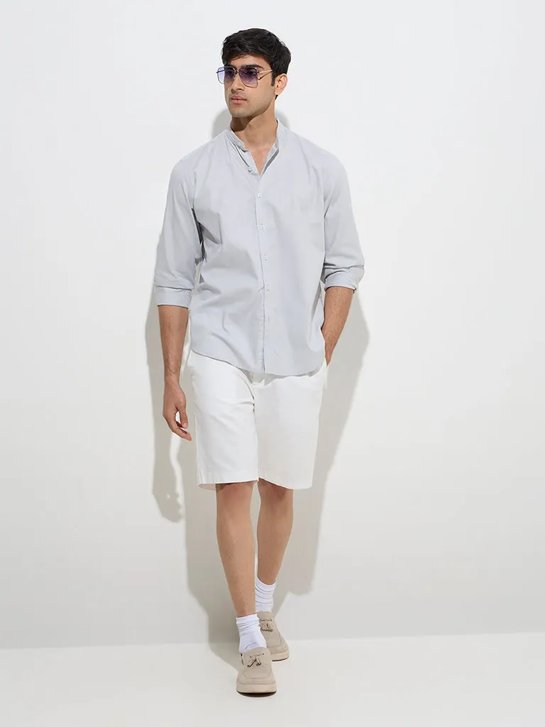 Ascot Light Grey Relaxed-Fit Cotton Shirt