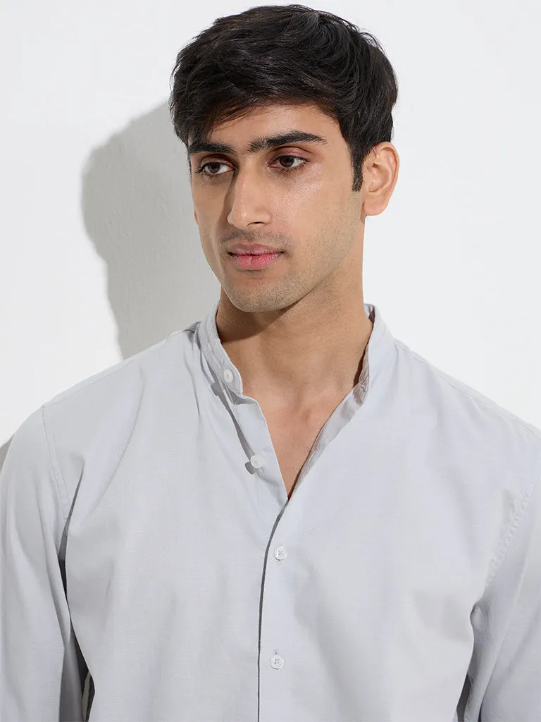 Ascot Light Grey Relaxed-Fit Cotton Shirt