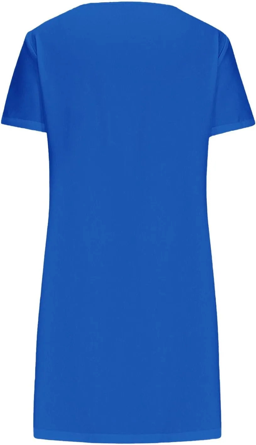 Beach Dresses for Women 2024 Vacation Slant V-Neck Short Sleeve Sundresses Summer Casual Fit Elegant Midi Dress
