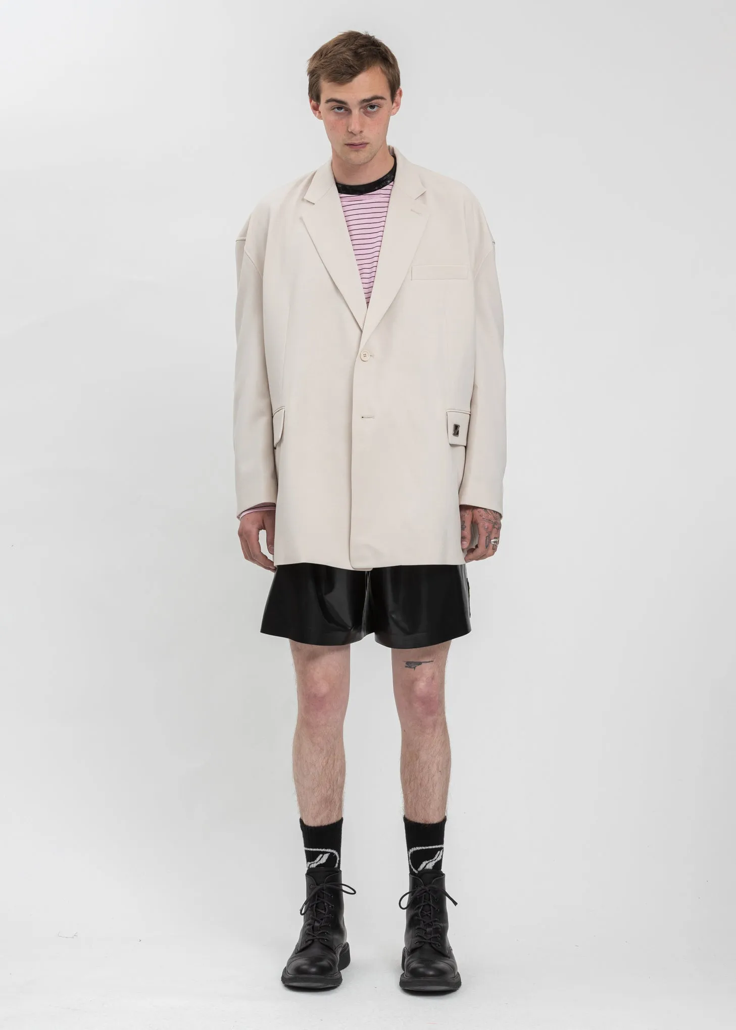 Beige Oversized Single Jacket