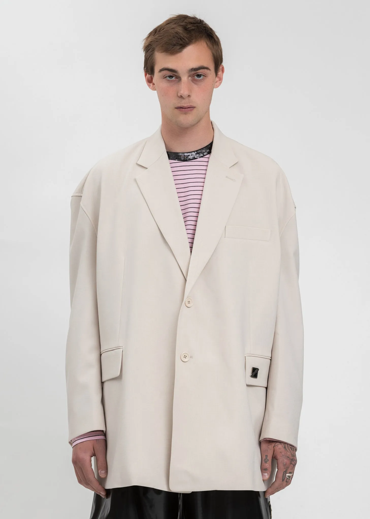 Beige Oversized Single Jacket