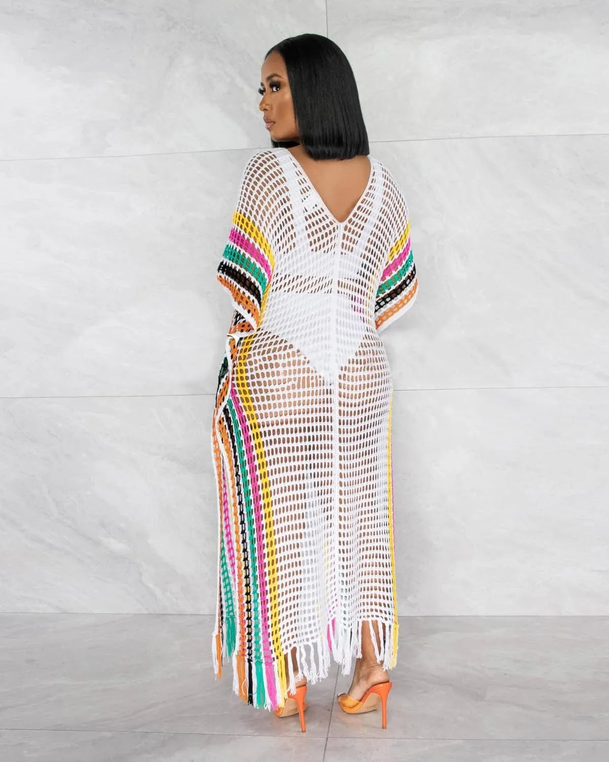 BFFBABY Women Hollow Out Cover Up Swimsuit Crochet Summer Bathing Swimwear Mesh Knit Beach Long Maxi Dress Vacation Outfits