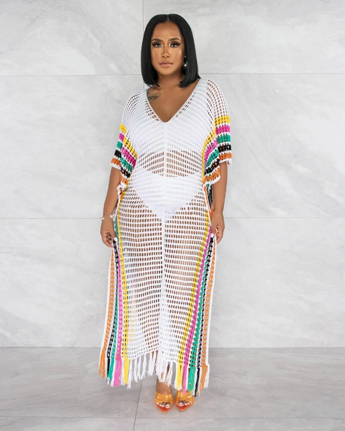 BFFBABY Women Hollow Out Cover Up Swimsuit Crochet Summer Bathing Swimwear Mesh Knit Beach Long Maxi Dress Vacation Outfits