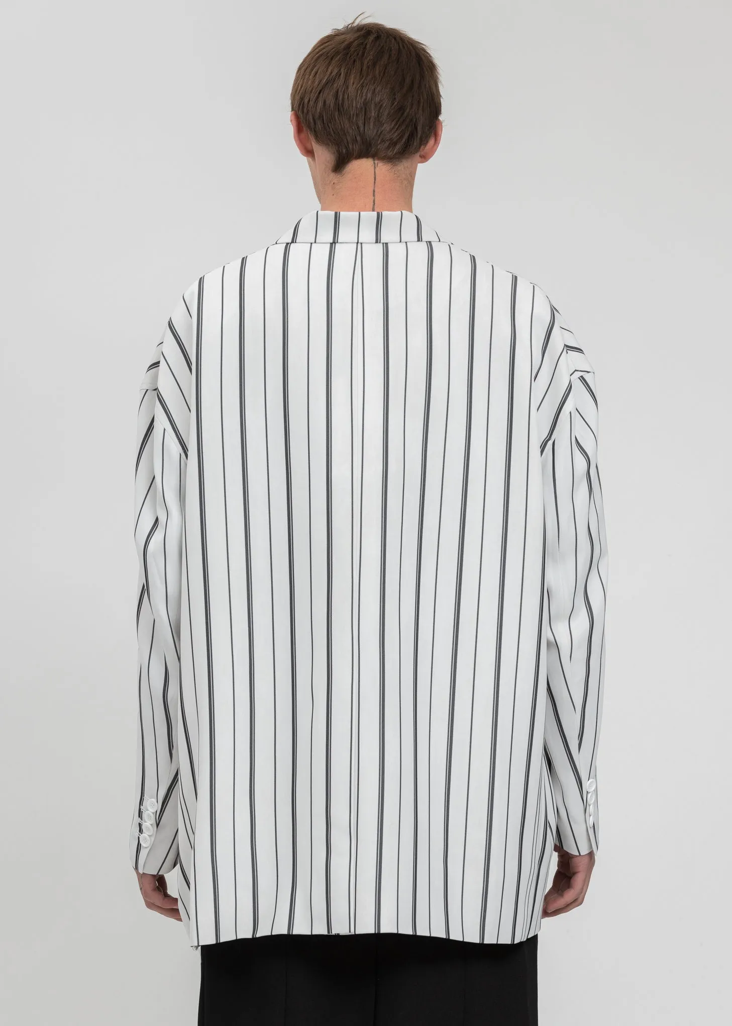 Black And White Stripe Oversized Single Jacket