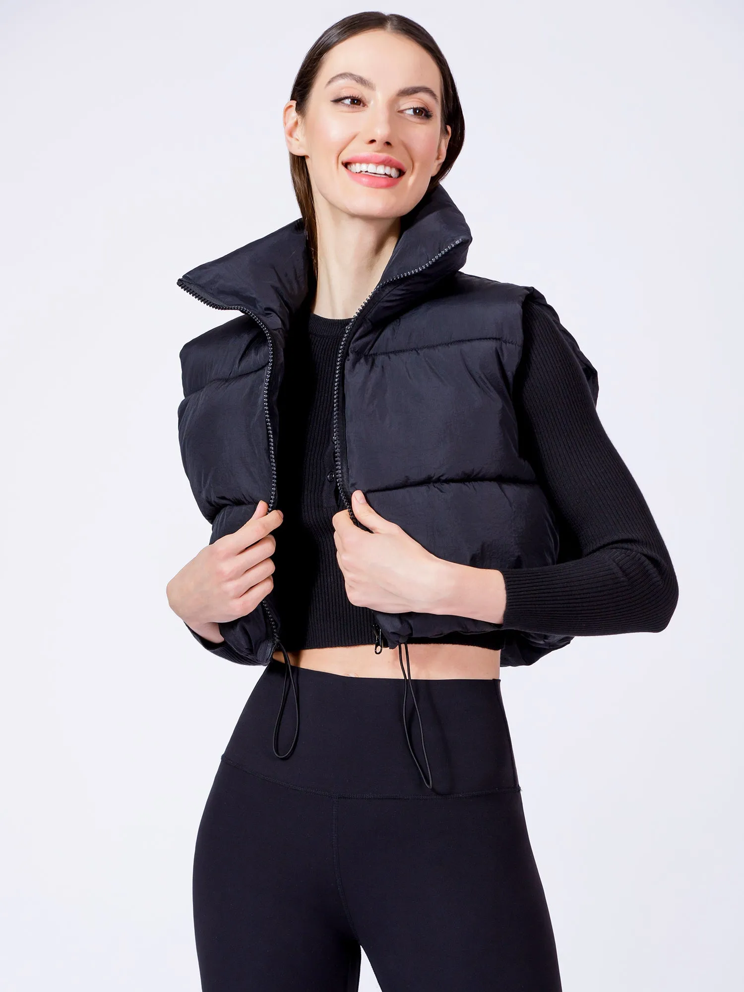 CROPPED HENLEY TEE, BLACK