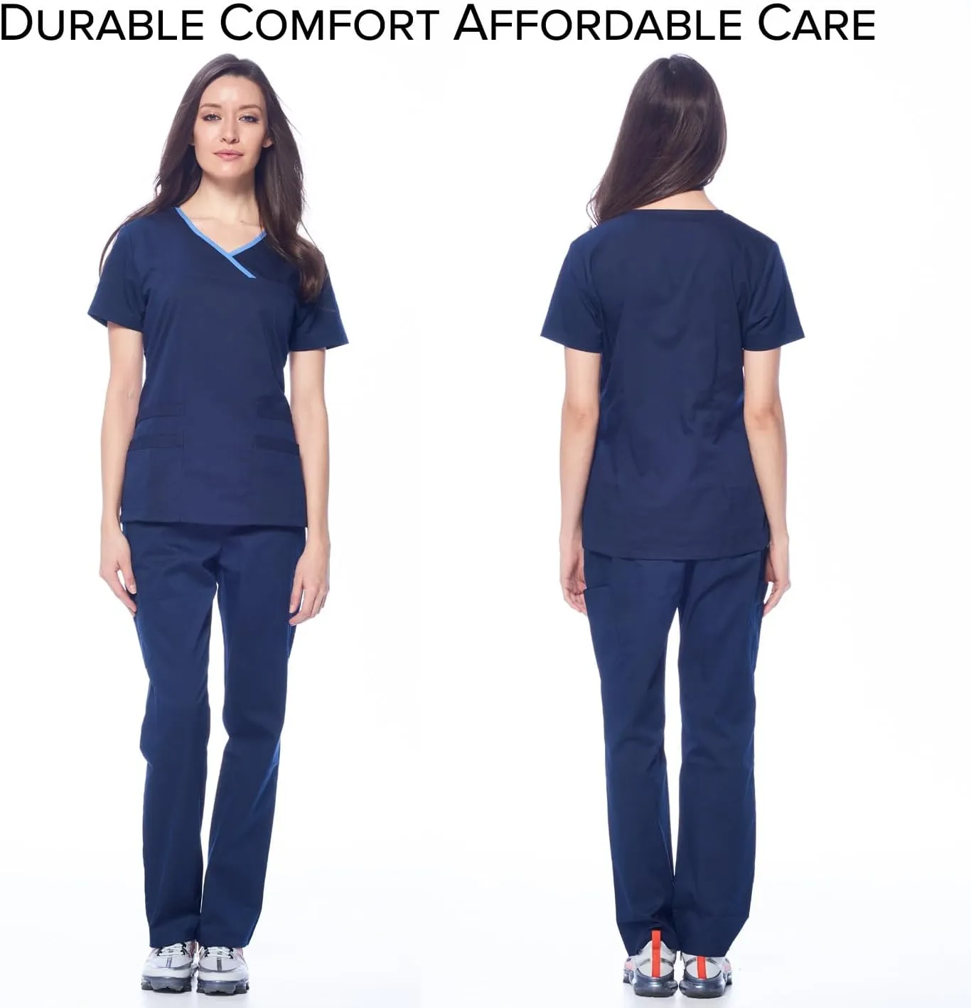 Dagacci Medical Uniform Women's Scrub Set Stretch Contrast Binding Top and Pants