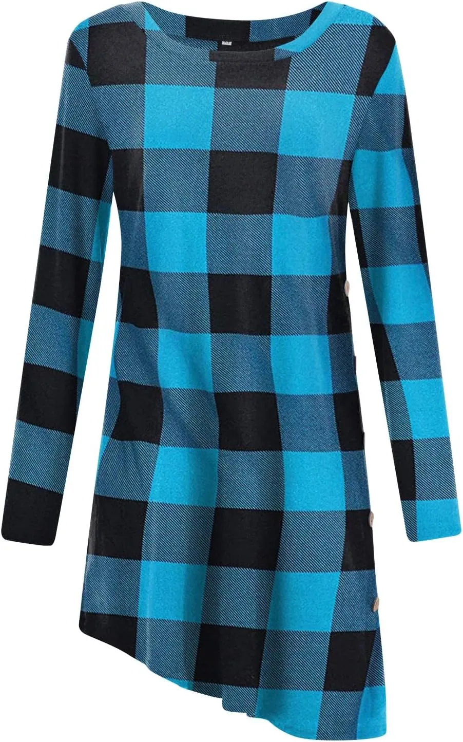 Fall Dresses for Women 2022, Women's Long Sleeve Scoop Neck Button Side t Shirt Casual Swing Loose Fit Tunic Dress
