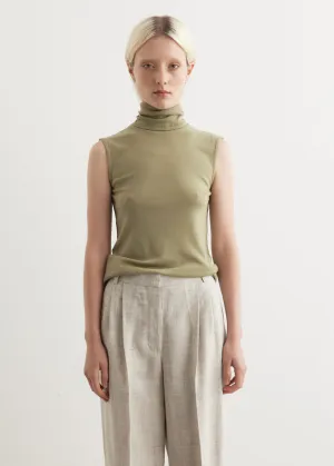 Fine Merino Sleeveless Turtleneck Top
