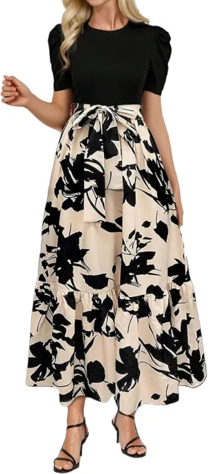 Floral Dress Long Maxi Dress - Women's Casual Flowy Summer Sundress, Beach Cover-Up & Vacation Outfit