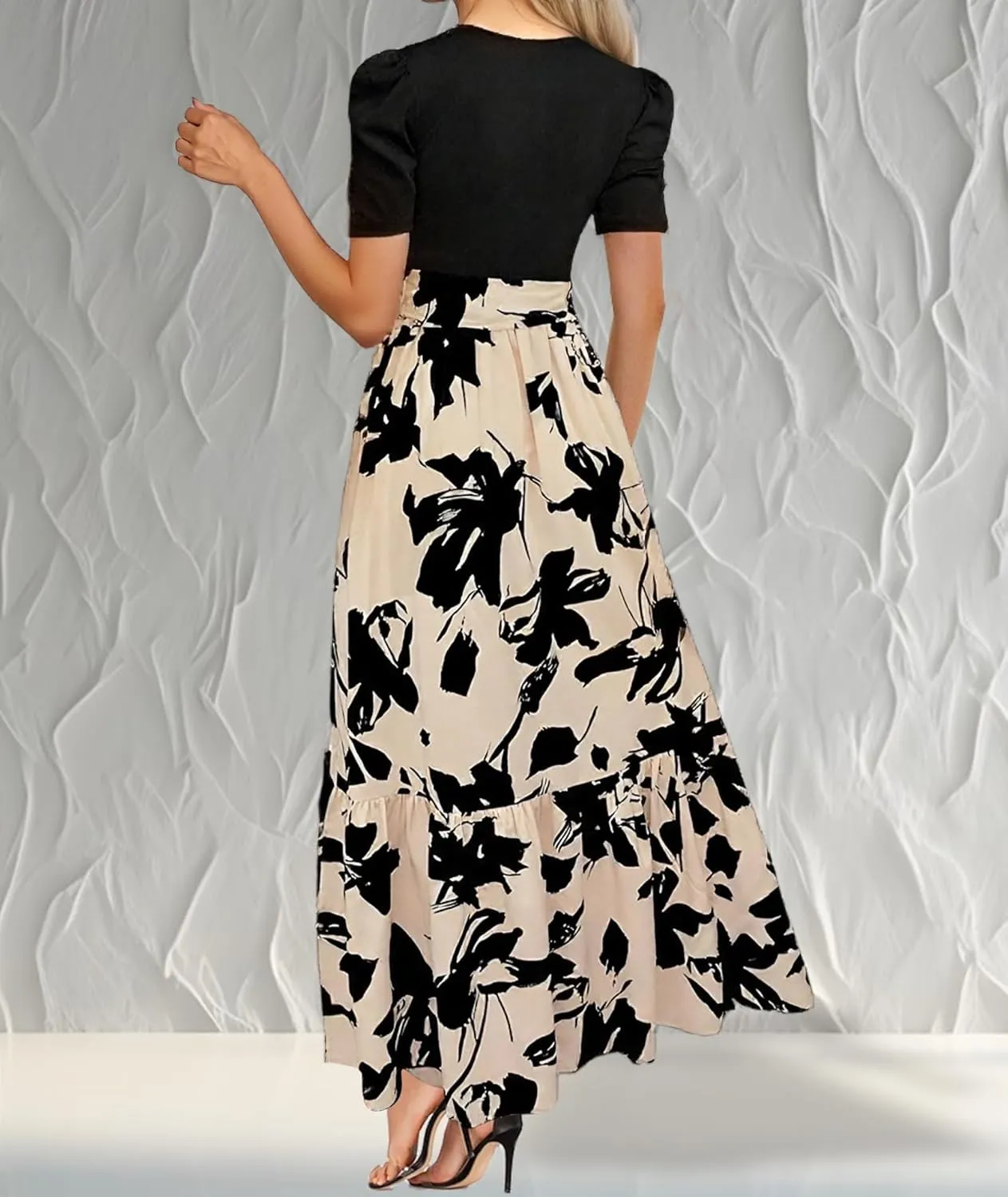 Floral Dress Long Maxi Dress - Women's Casual Flowy Summer Sundress, Beach Cover-Up & Vacation Outfit