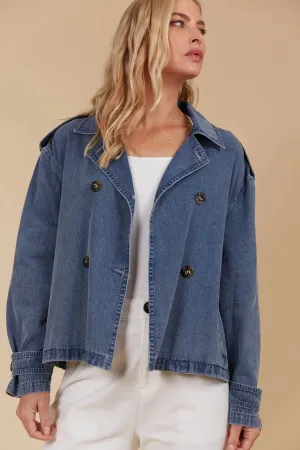 FREYA CROP TRENCH- DENIM
