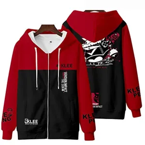 Genshin Impact Hoodies - 3D Hooded Zip Up Long Sleeve Casual Streetwear
