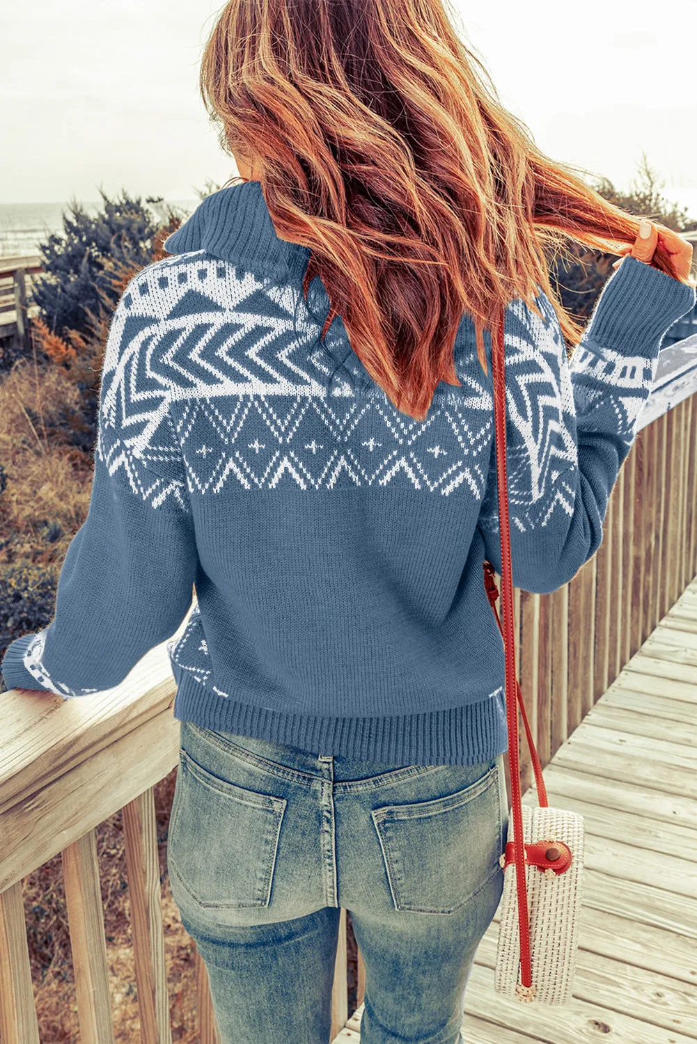 Geometry Knit Quarter Zip Sweater