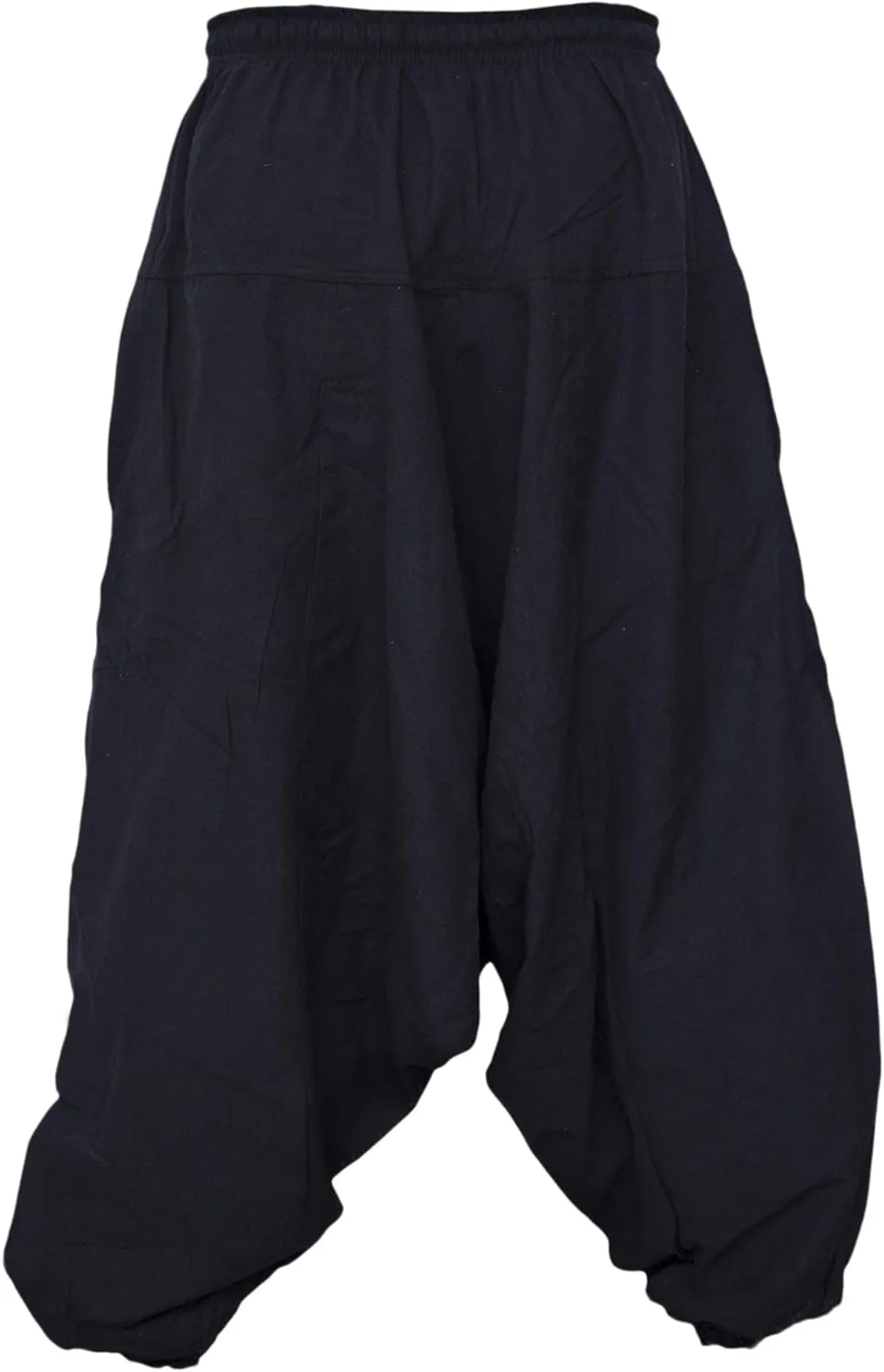Gheri Men's Cotton Hemp Harem Aladdin Genie Wide Crotch Ninja Pants Trousers