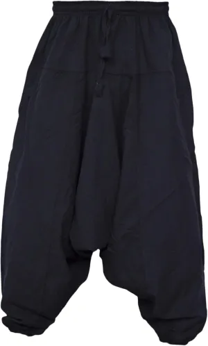 Gheri Men's Cotton Hemp Harem Aladdin Genie Wide Crotch Ninja Pants Trousers