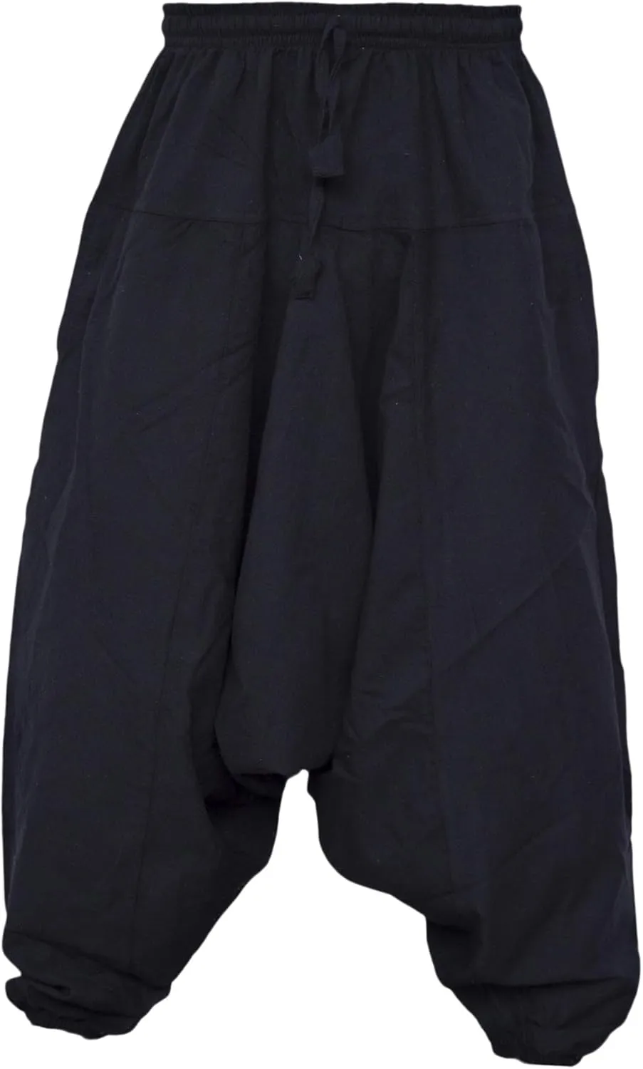Gheri Men's Cotton Hemp Harem Aladdin Genie Wide Crotch Ninja Pants Trousers