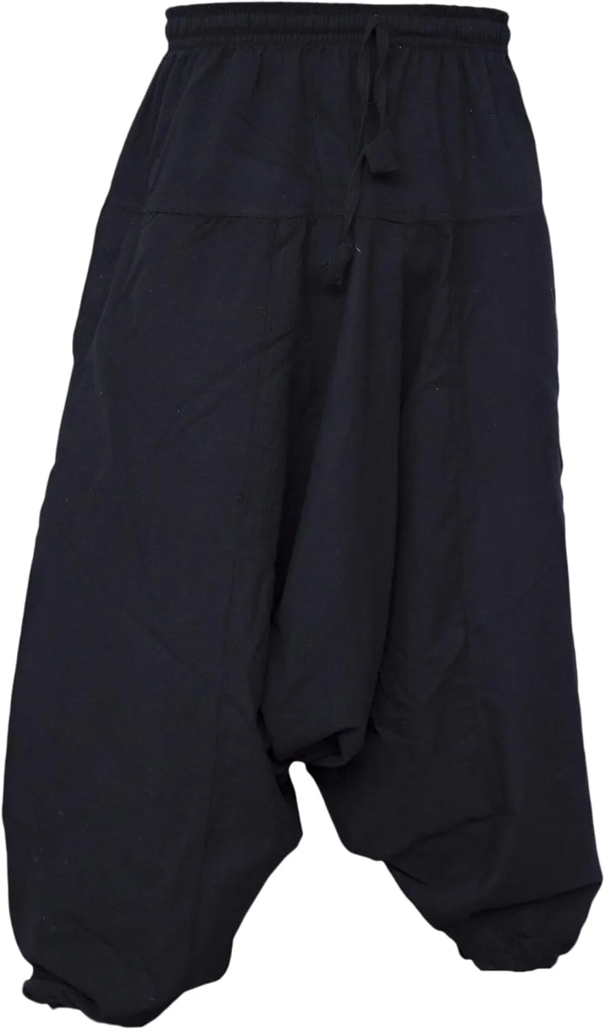 Gheri Men's Cotton Hemp Harem Aladdin Genie Wide Crotch Ninja Pants Trousers
