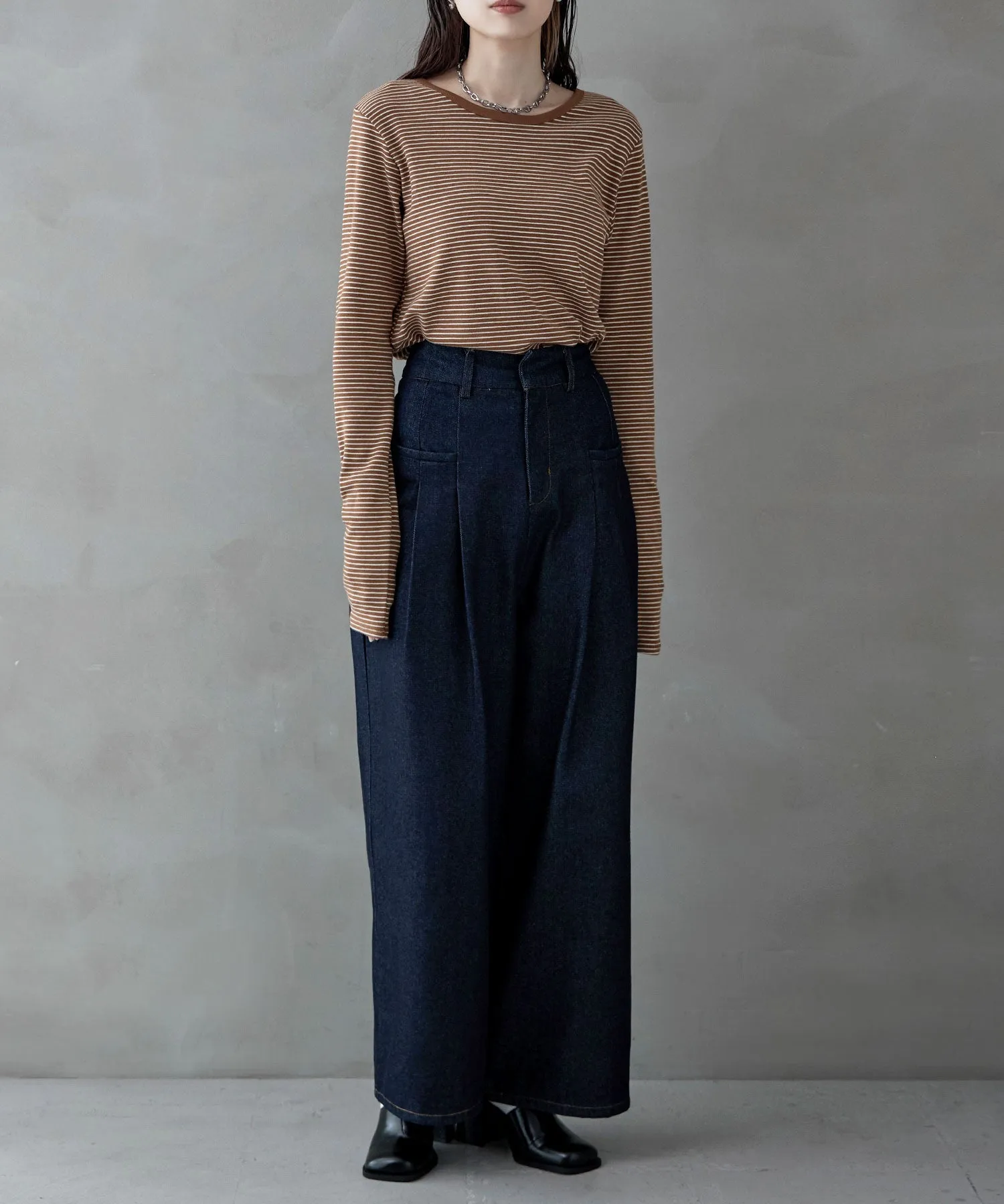Henley neck 2way border long T