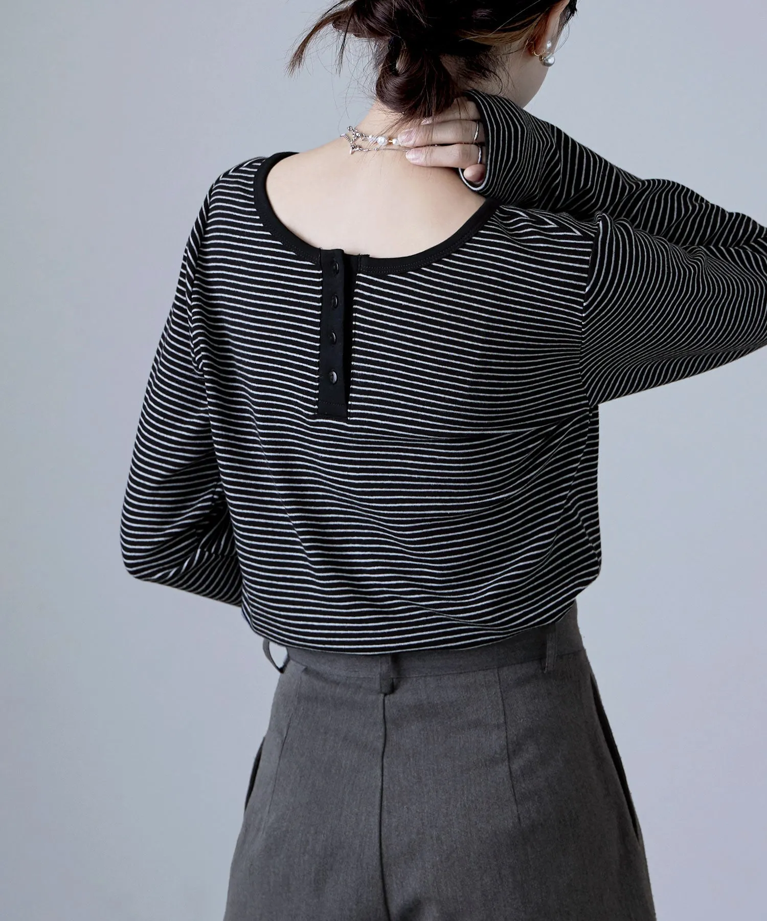 Henley neck 2way border long T