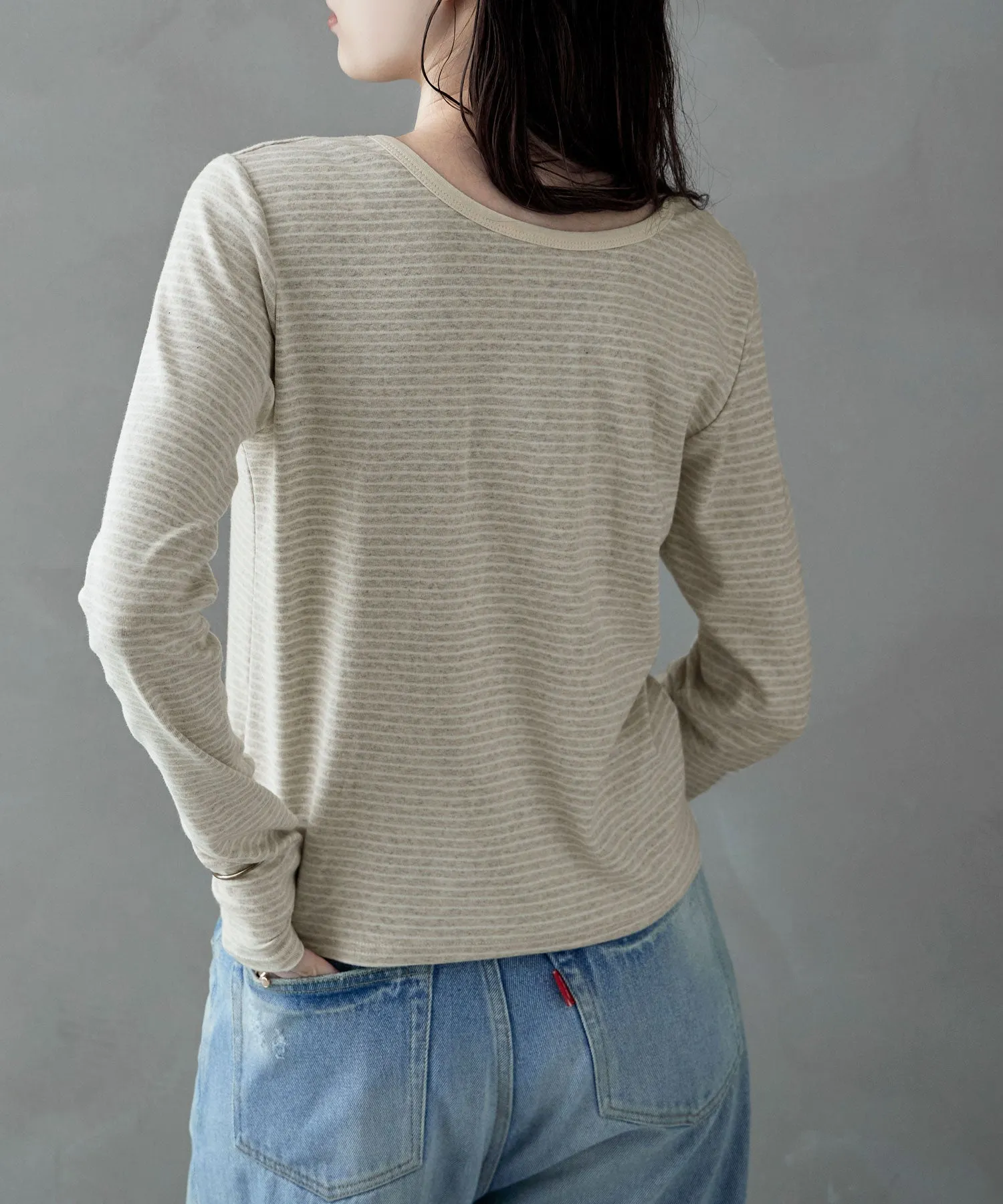 Henley neck 2way border long T