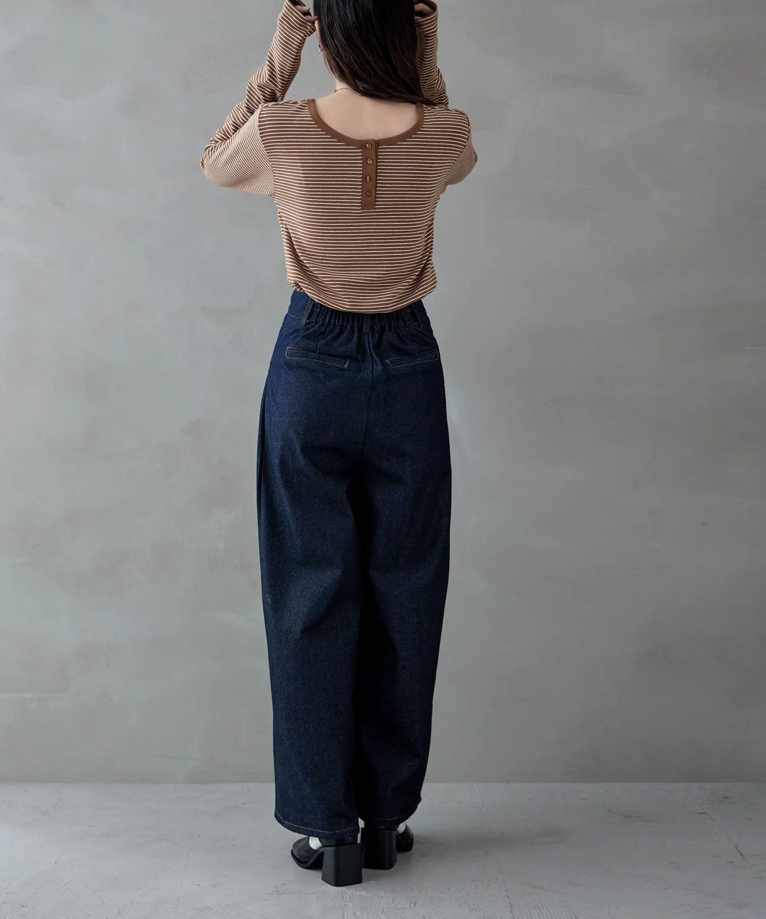 Henley neck 2way border long T
