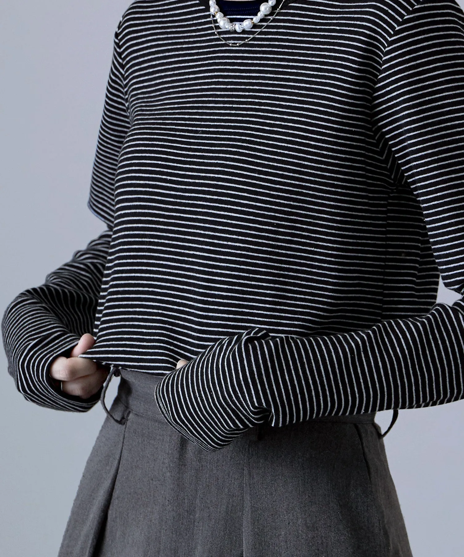 Henley neck 2way border long T