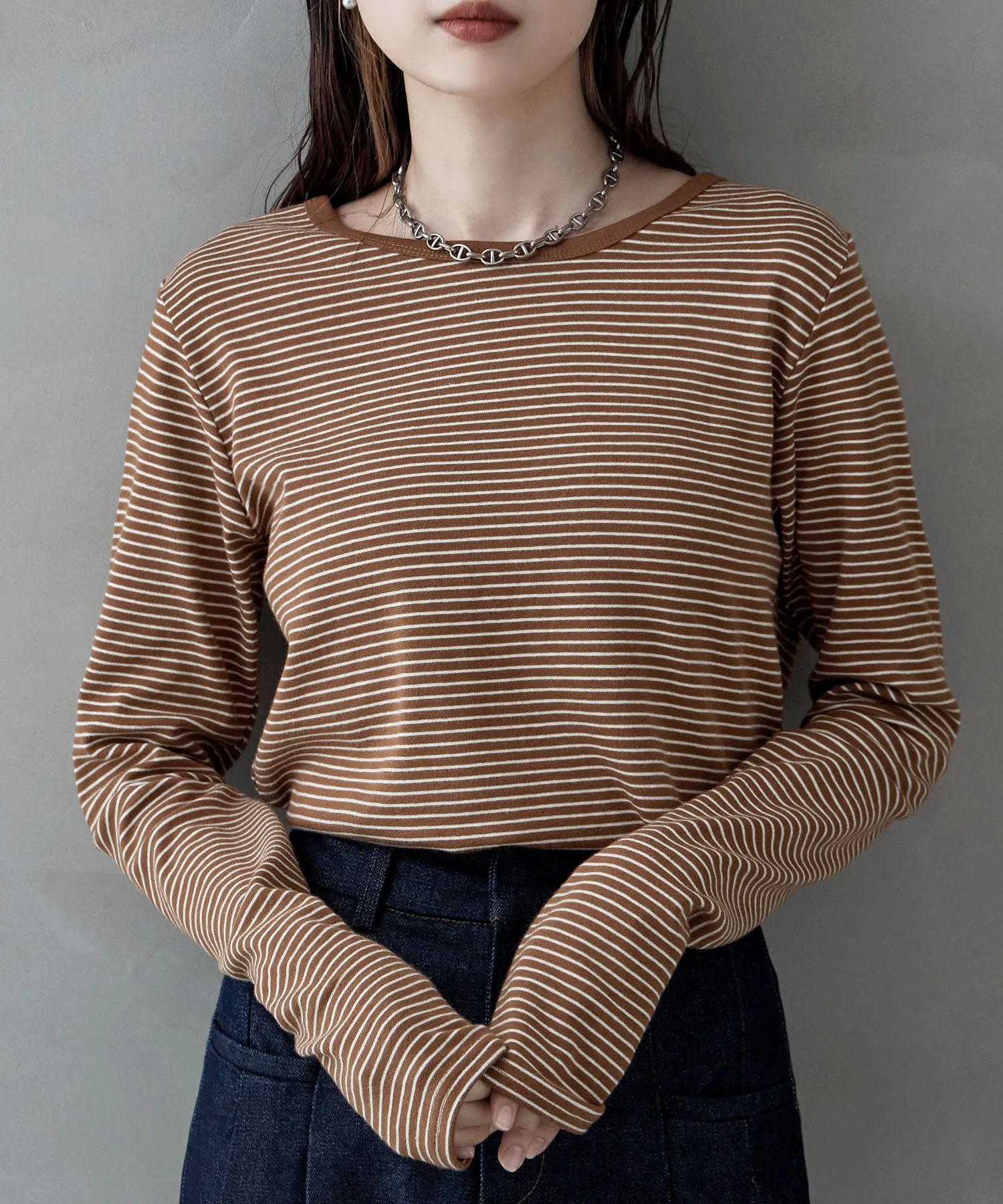 Henley neck 2way border long T