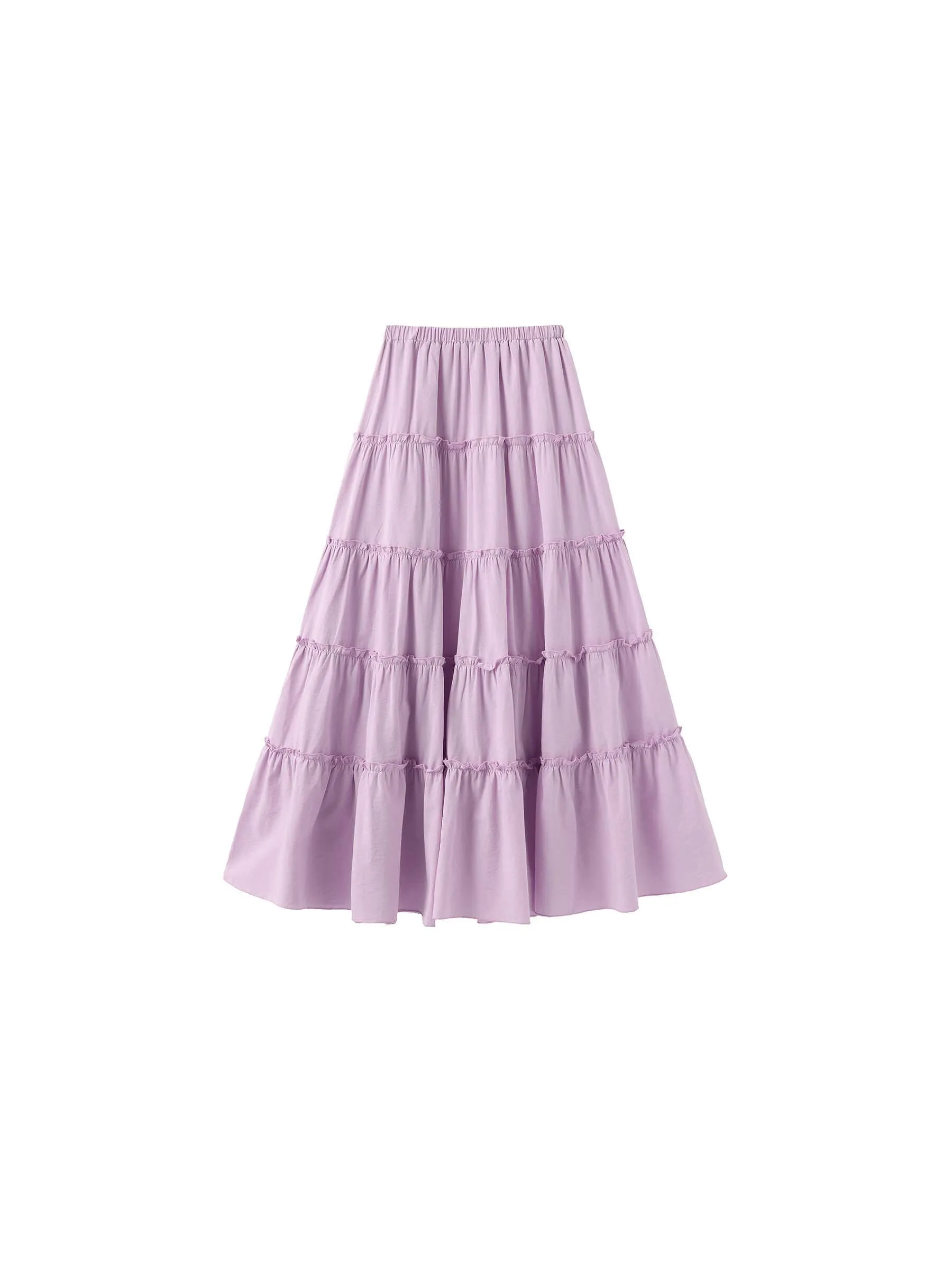 High-Waisted A-Line Maxi Flowy Skirt: Purple / L