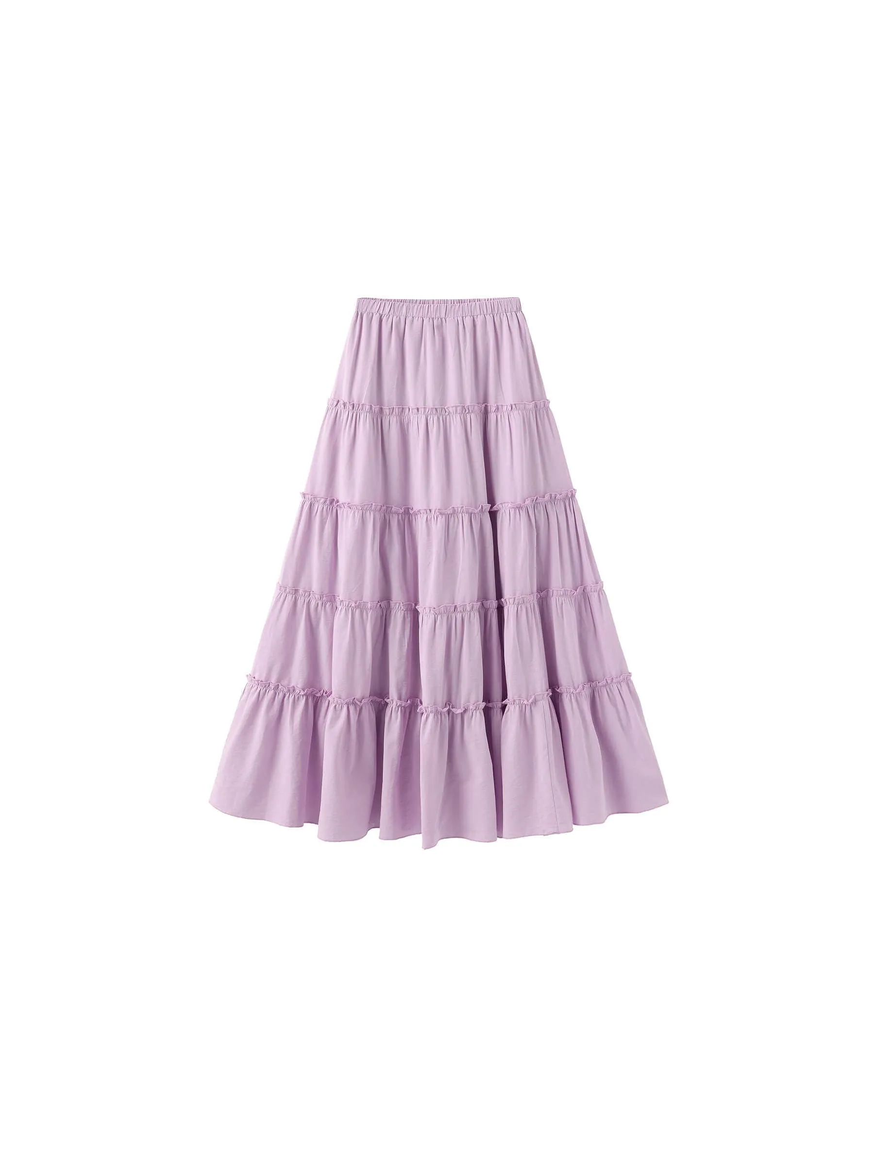 High-Waisted A-Line Maxi Flowy Skirt: Purple / L