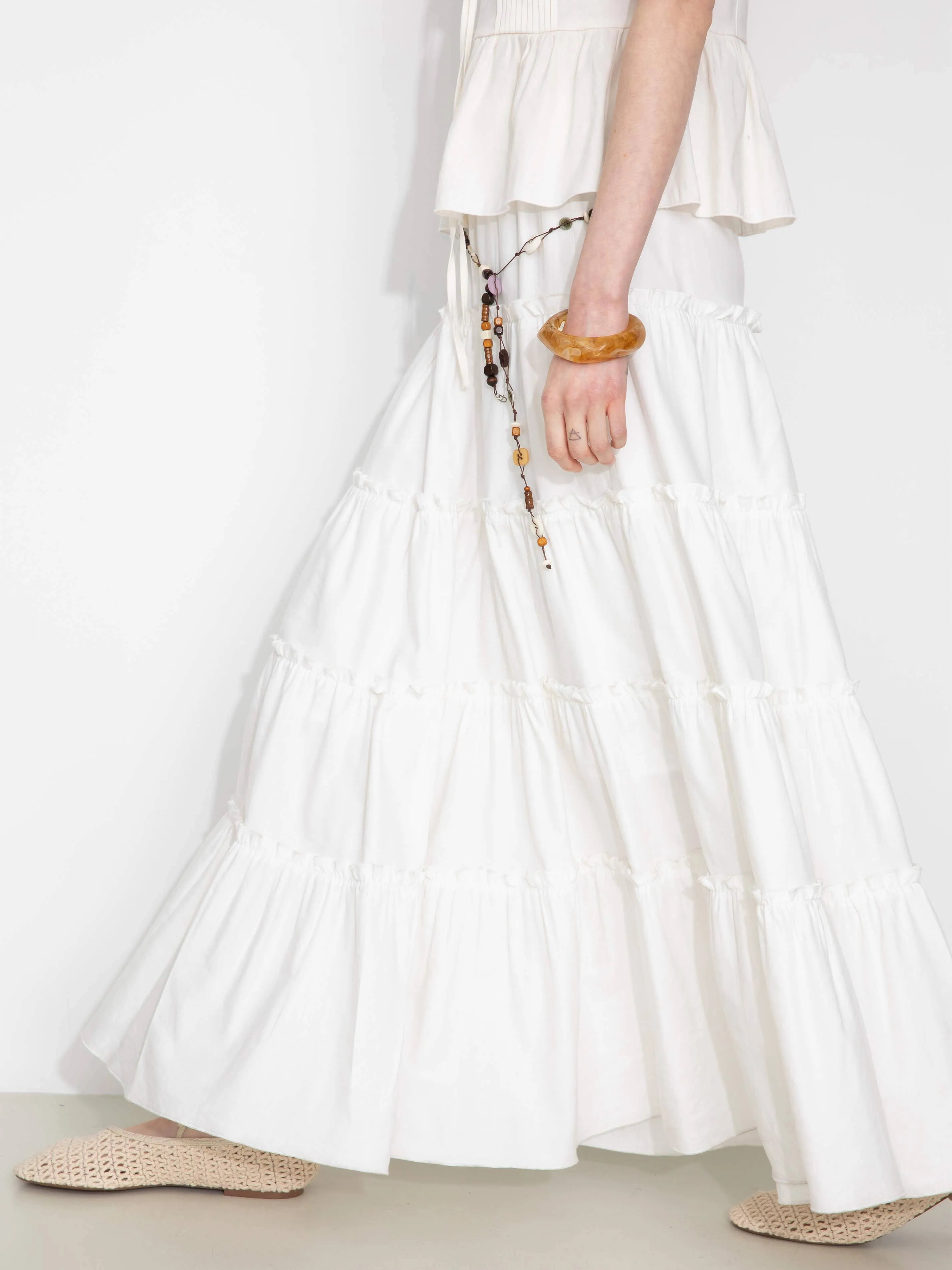 High-Waisted A-Line Maxi Flowy Skirt: Purple / L