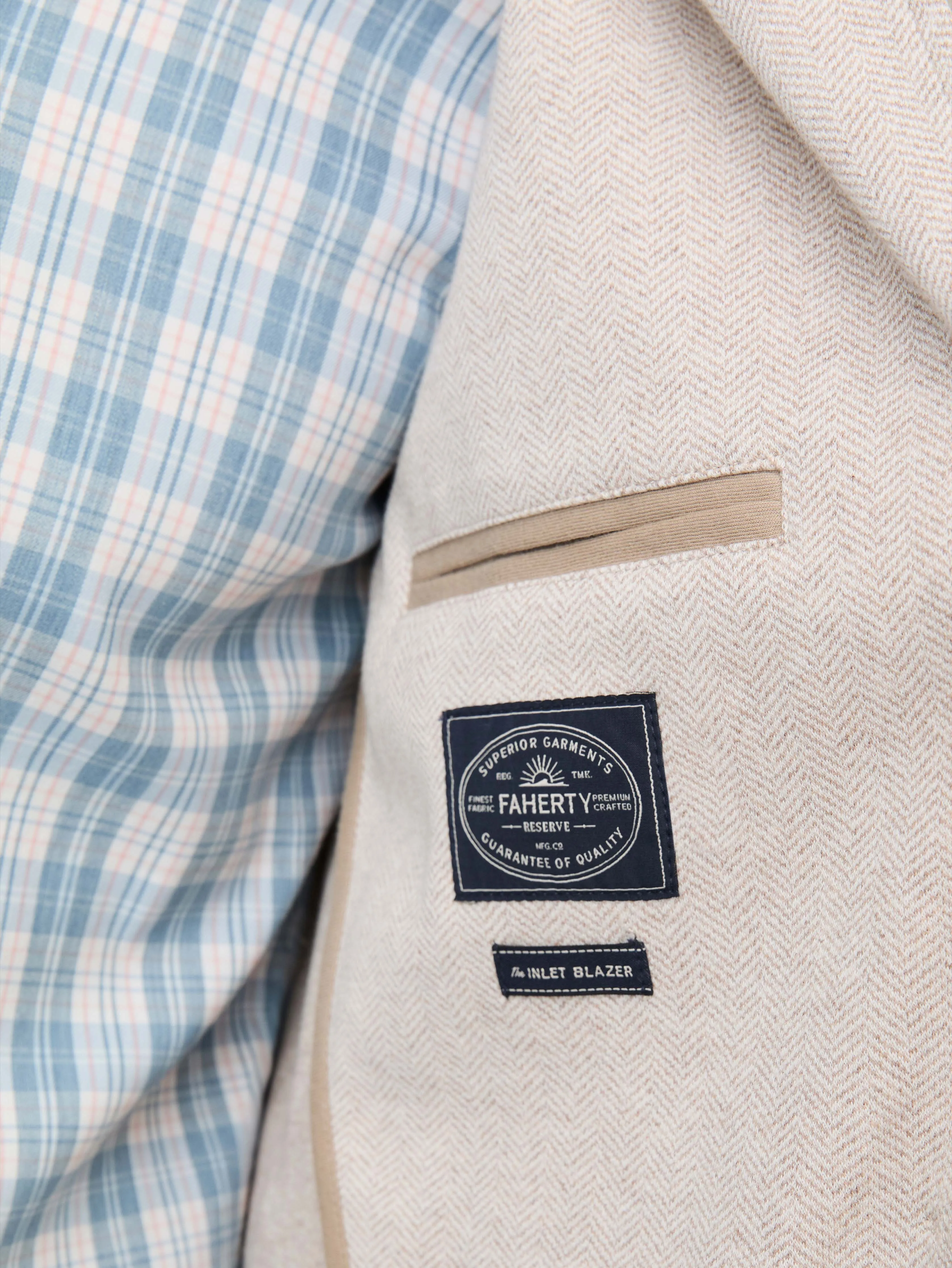 Inlet Knit Tweed Blazer - Khaki Stone Herringbone