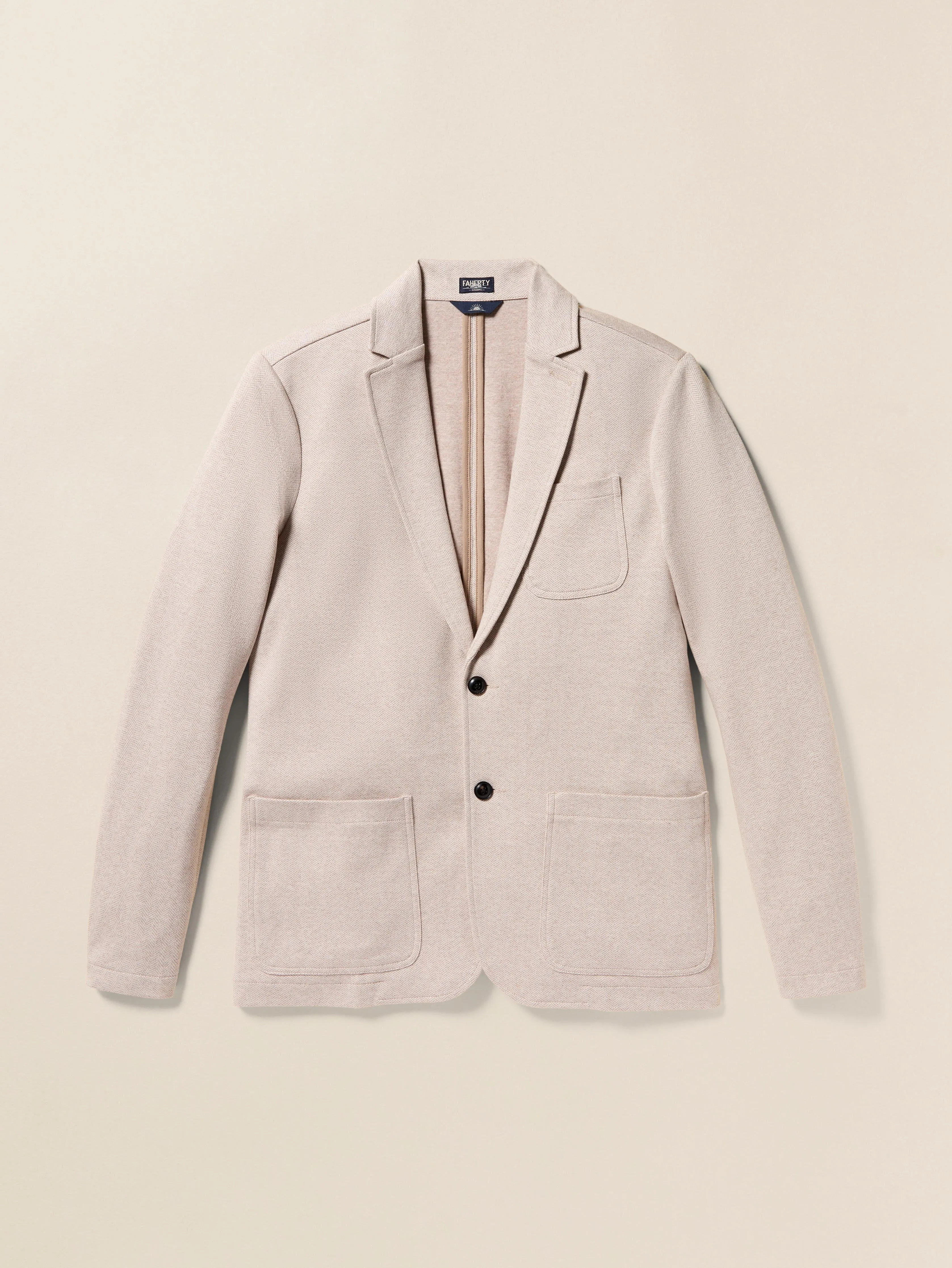 Inlet Knit Tweed Blazer - Khaki Stone Herringbone