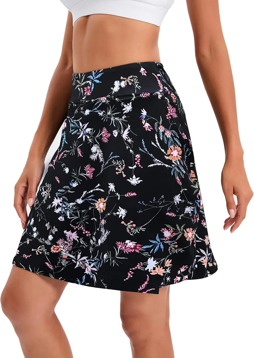 Jhsnjnr Women's Tennis Skirt Casual Knee Length Golf Skirts with Pockets Workout Athletic Skort