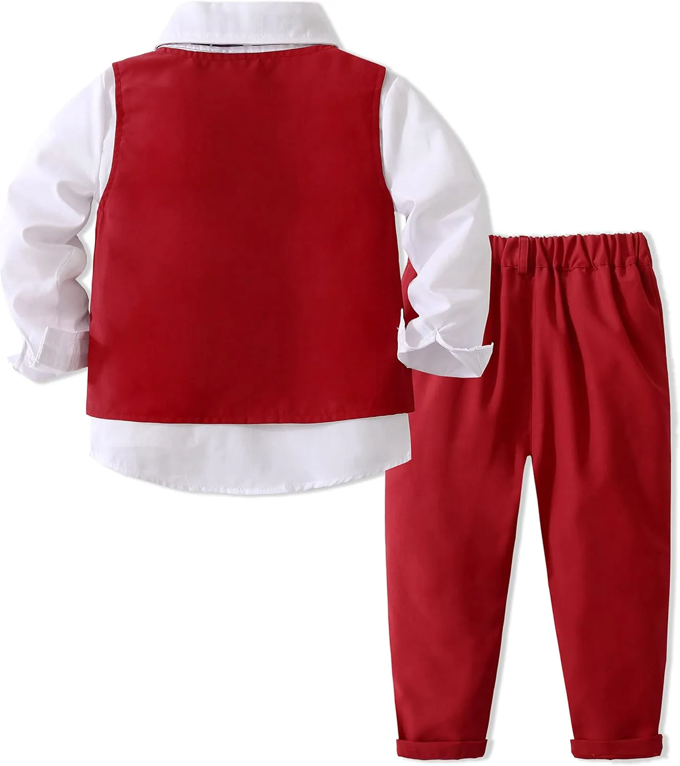 Kimocat Boys' 4-Piece Formal Suit Set Dress Shirt Vest Pants and Tie Wedding Birthday Party Suit
