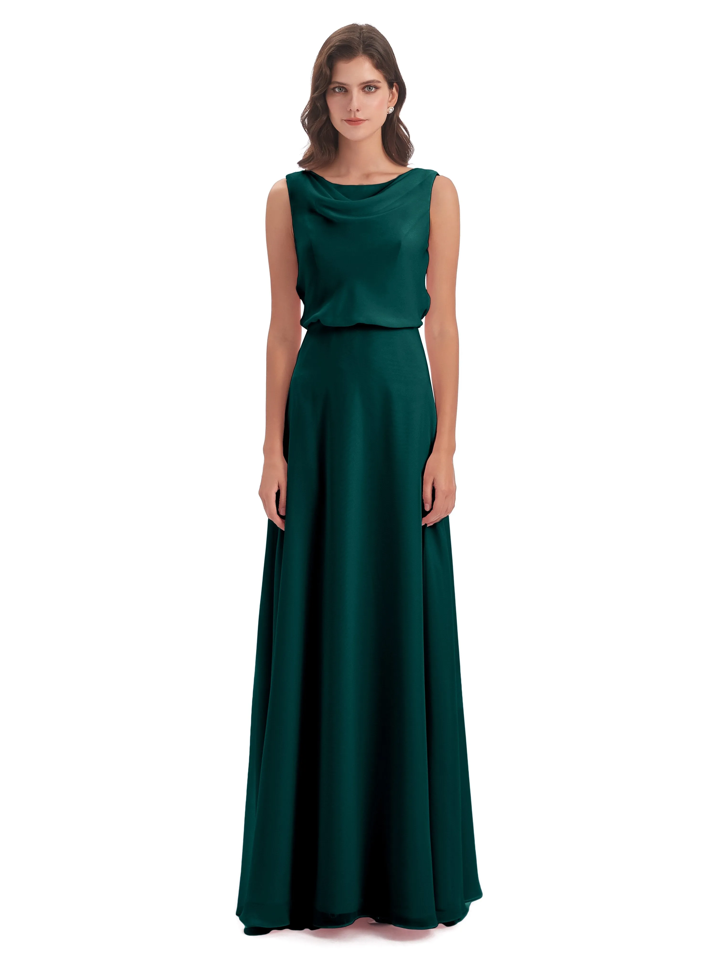 Layla Sheath Scoop V Back Chiffon Long Bridesmaid Dresses
