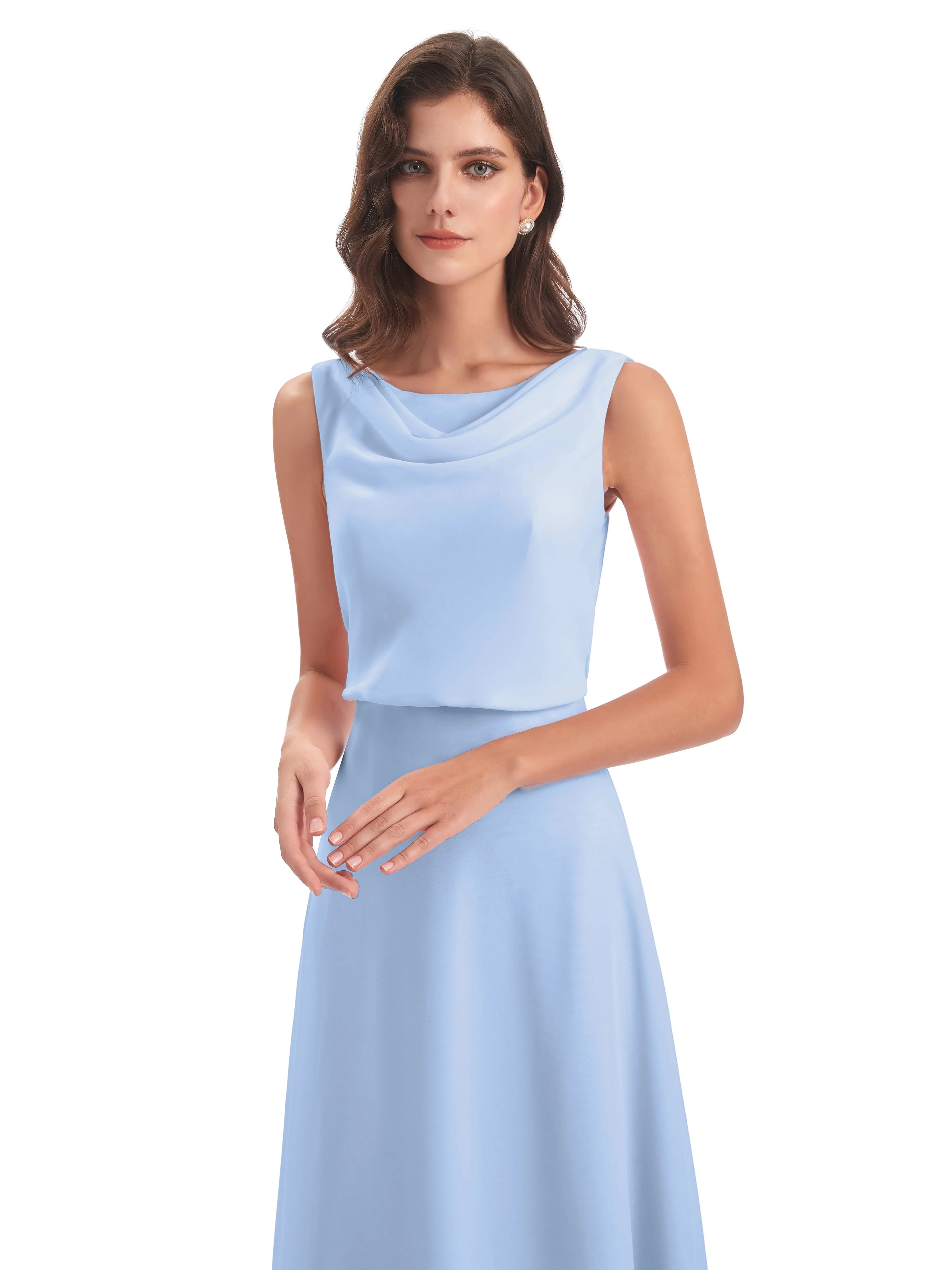 Layla Sheath Scoop V Back Chiffon Long Bridesmaid Dresses