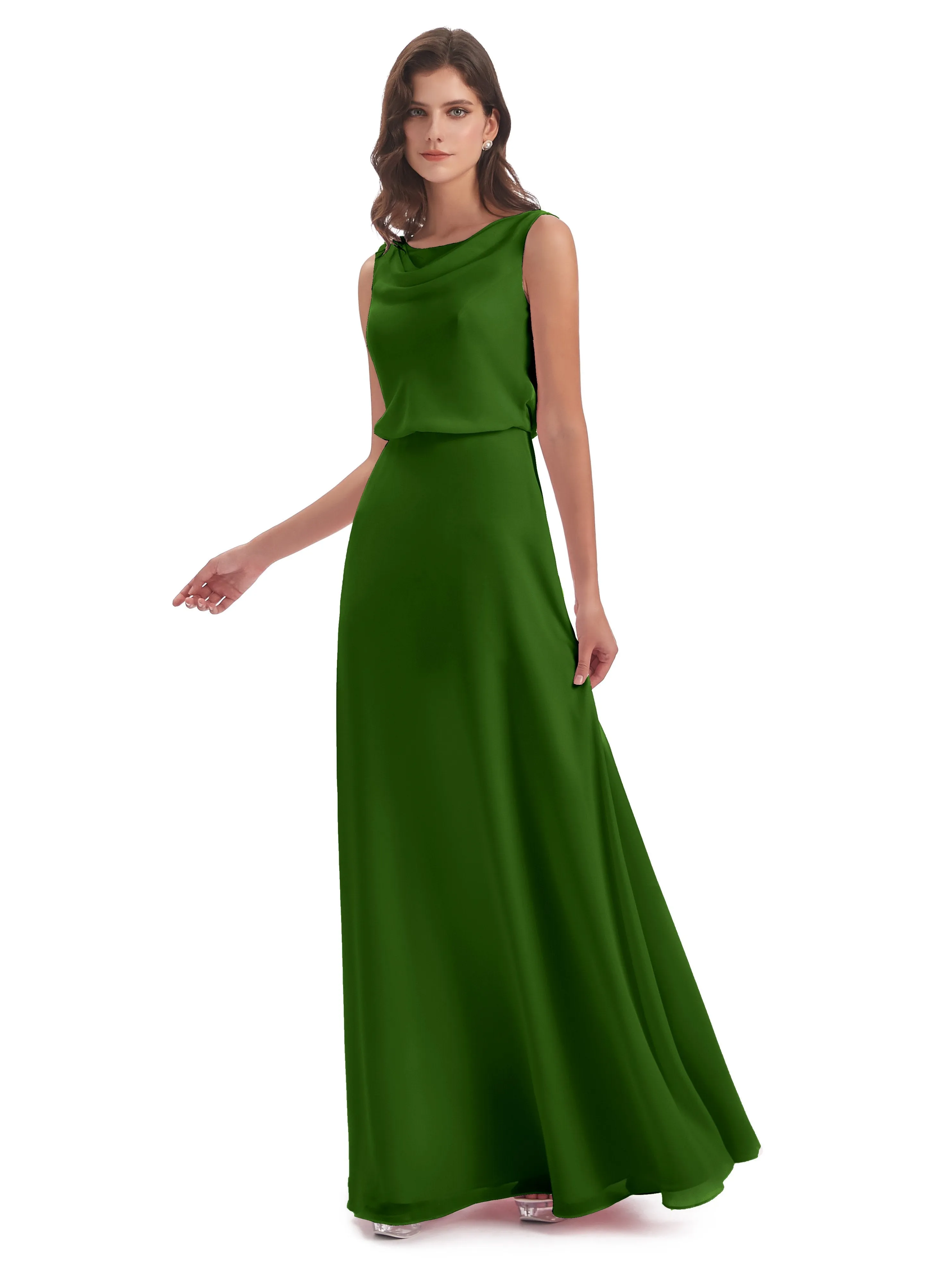 Layla Sheath Scoop V Back Chiffon Long Bridesmaid Dresses