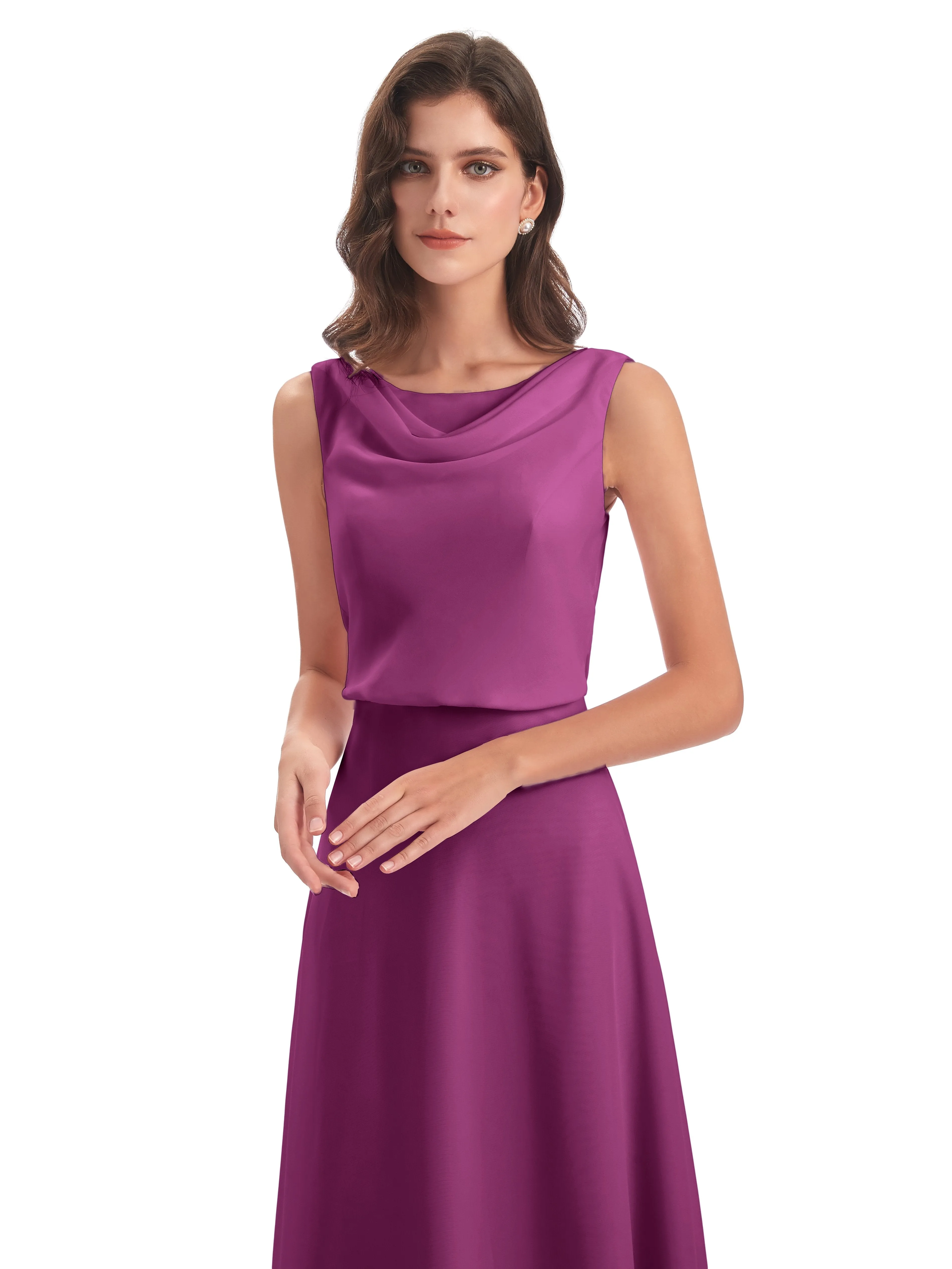 Layla Sheath Scoop V Back Chiffon Long Bridesmaid Dresses