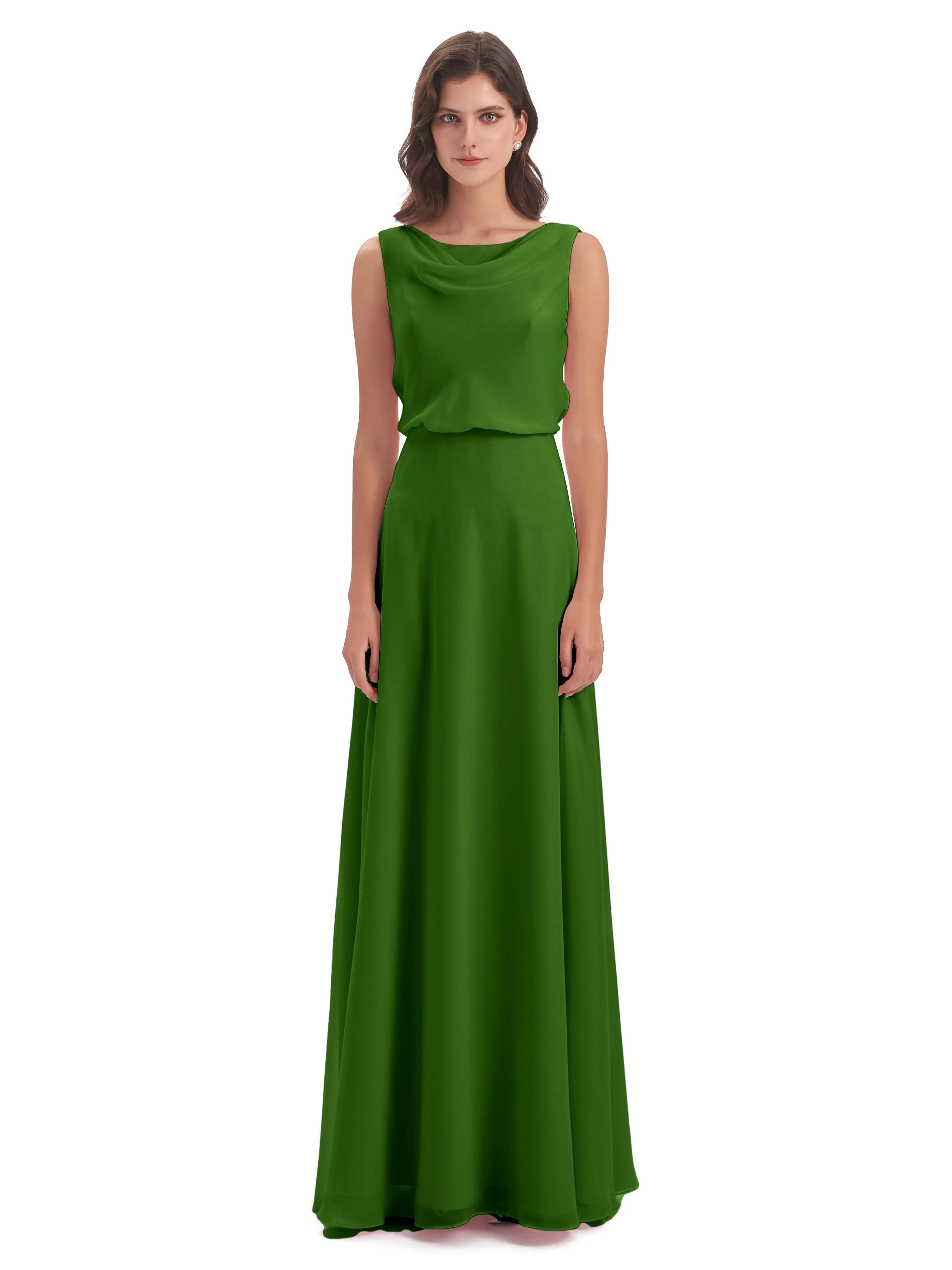 Layla Sheath Scoop V Back Chiffon Long Bridesmaid Dresses