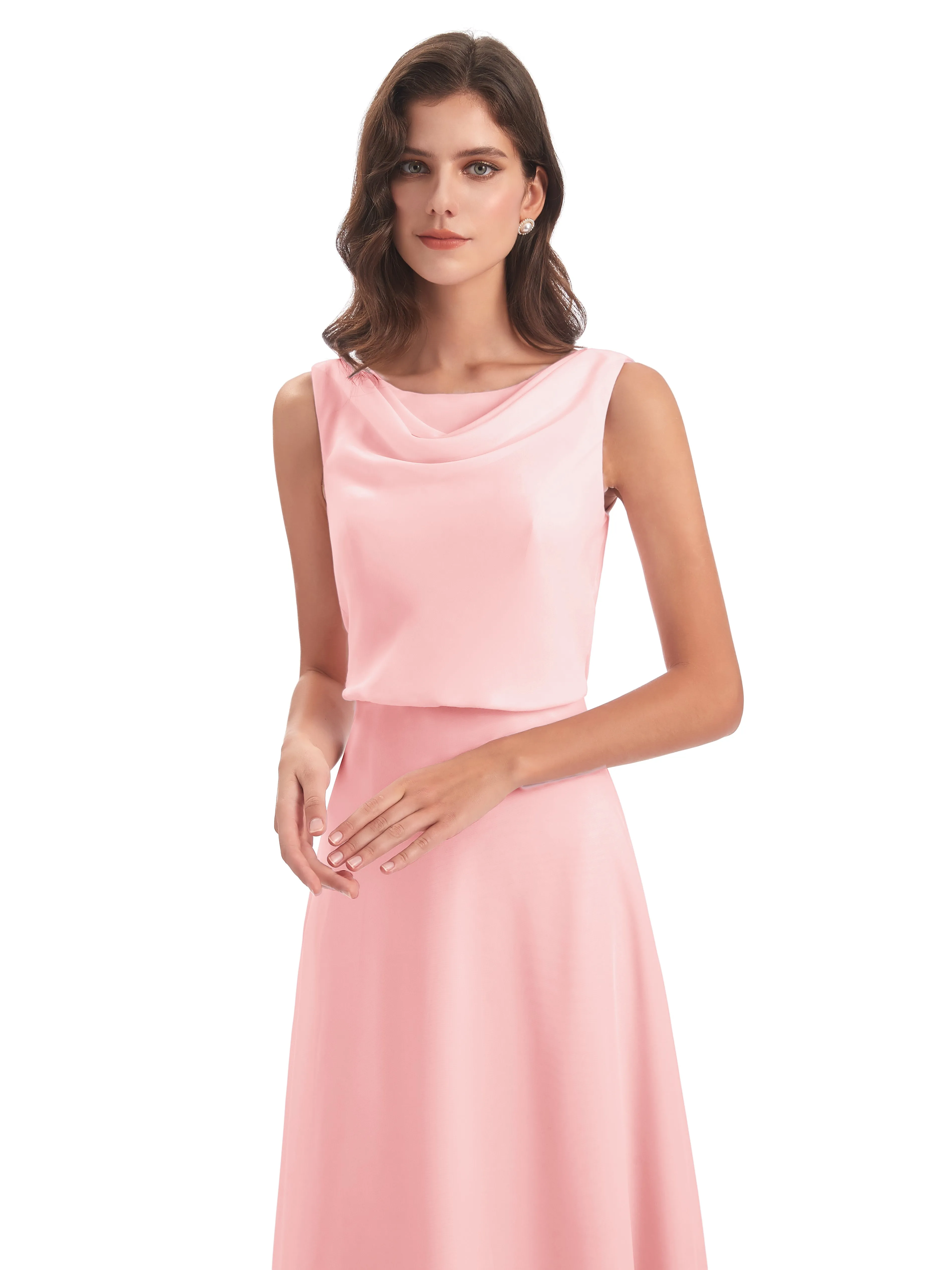 Layla Sheath Scoop V Back Chiffon Long Bridesmaid Dresses
