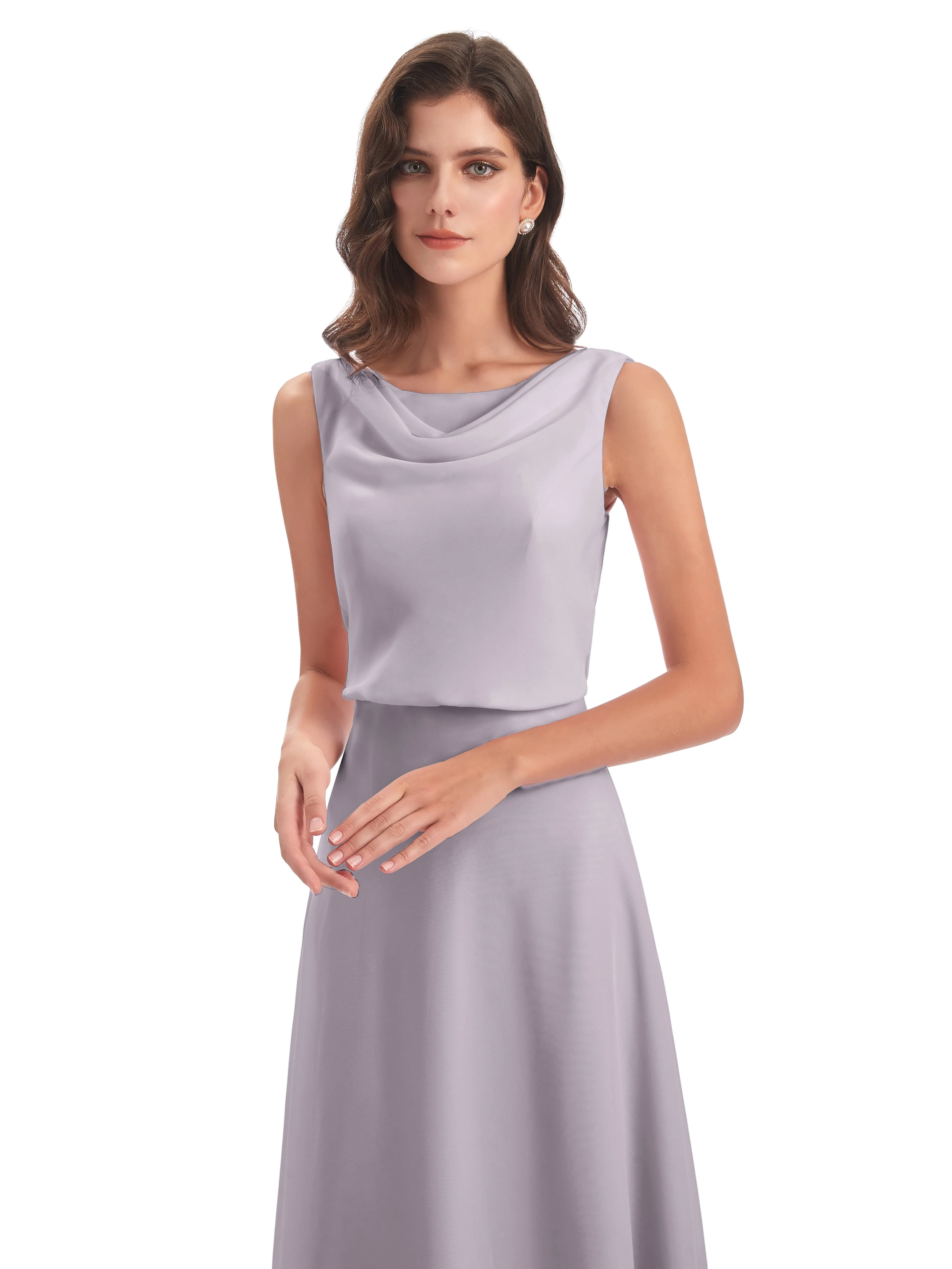 Layla Sheath Scoop V Back Chiffon Long Bridesmaid Dresses