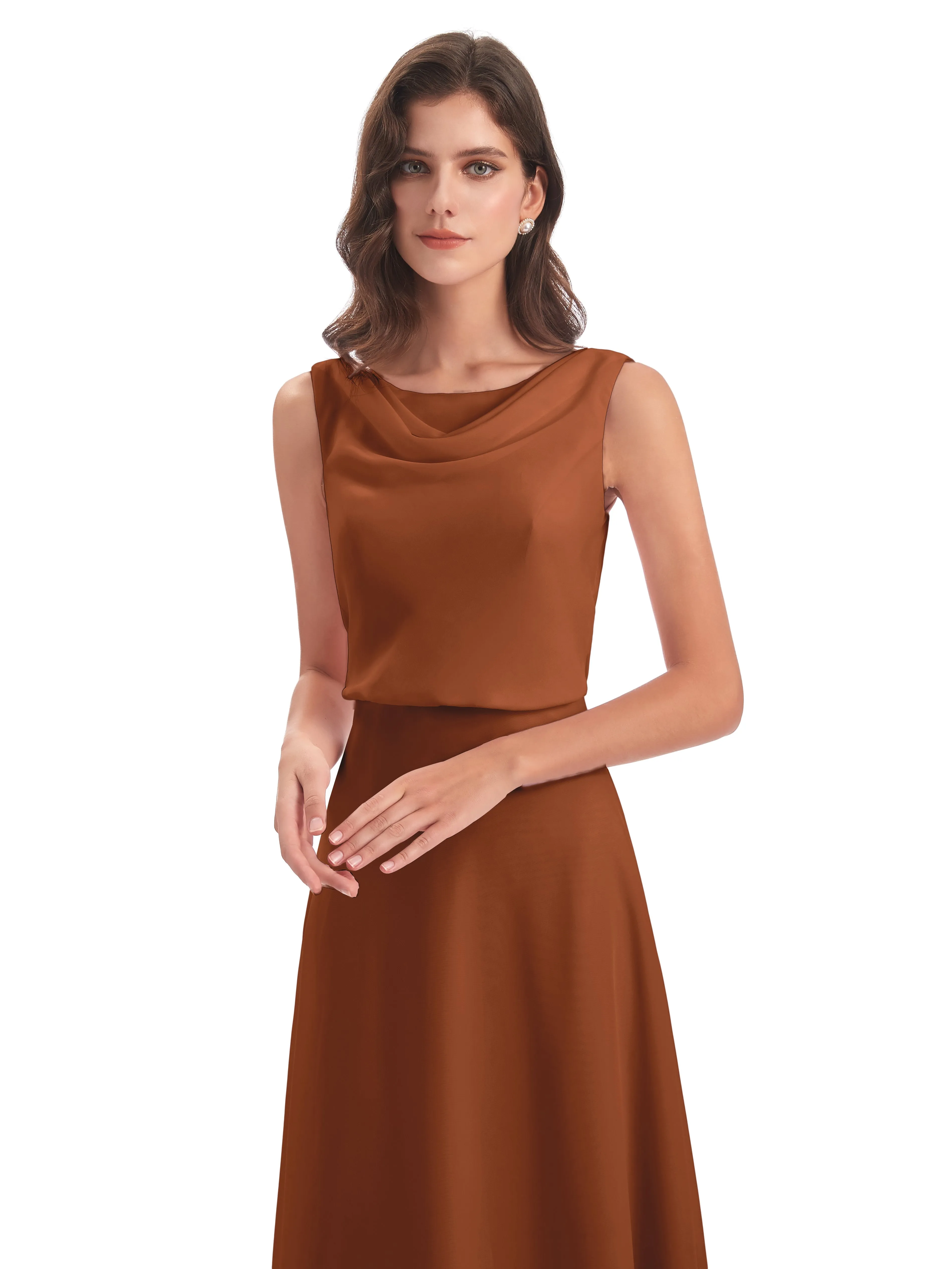 Layla Sheath Scoop V Back Chiffon Long Bridesmaid Dresses