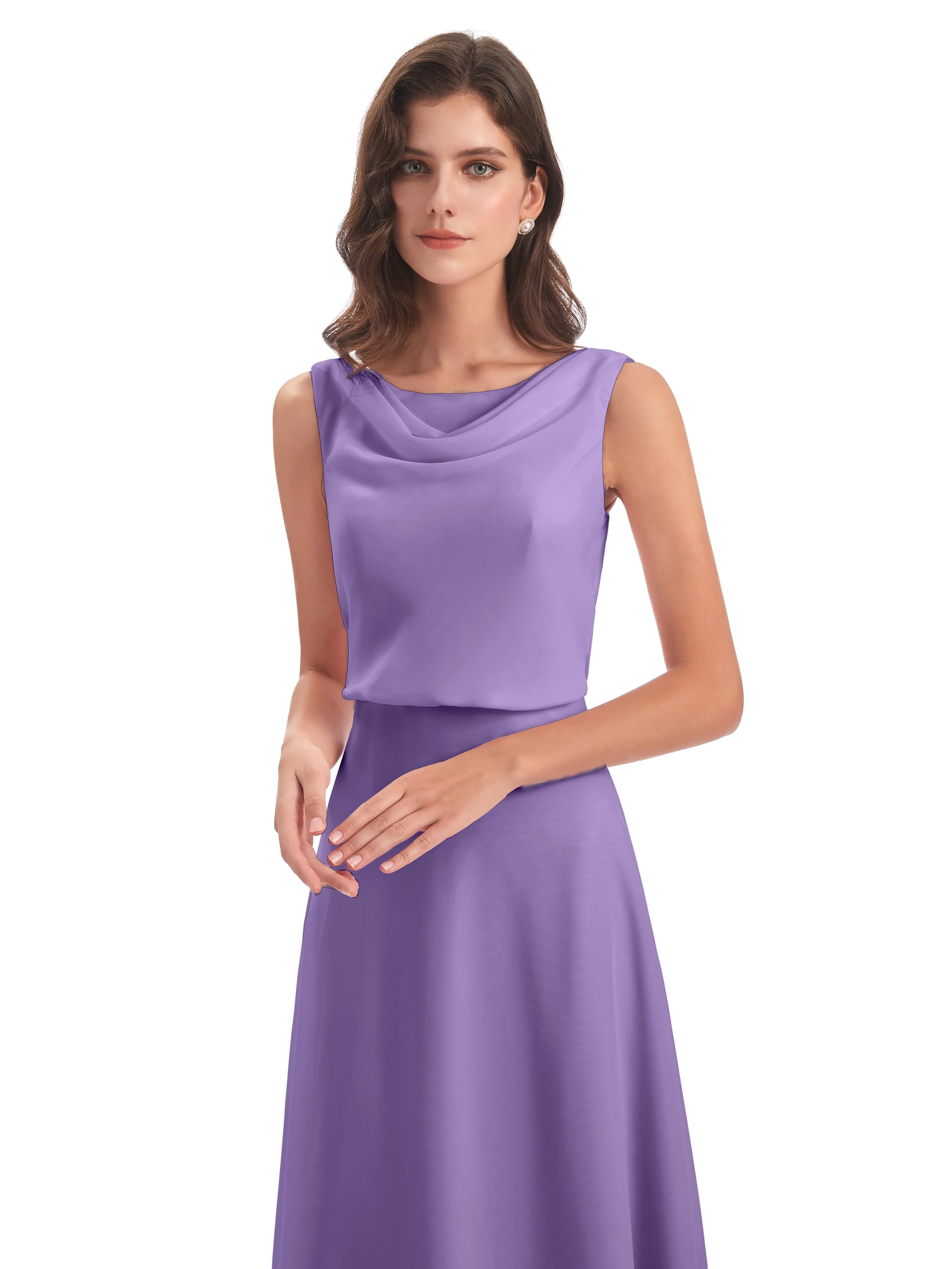 Layla Sheath Scoop V Back Chiffon Long Bridesmaid Dresses