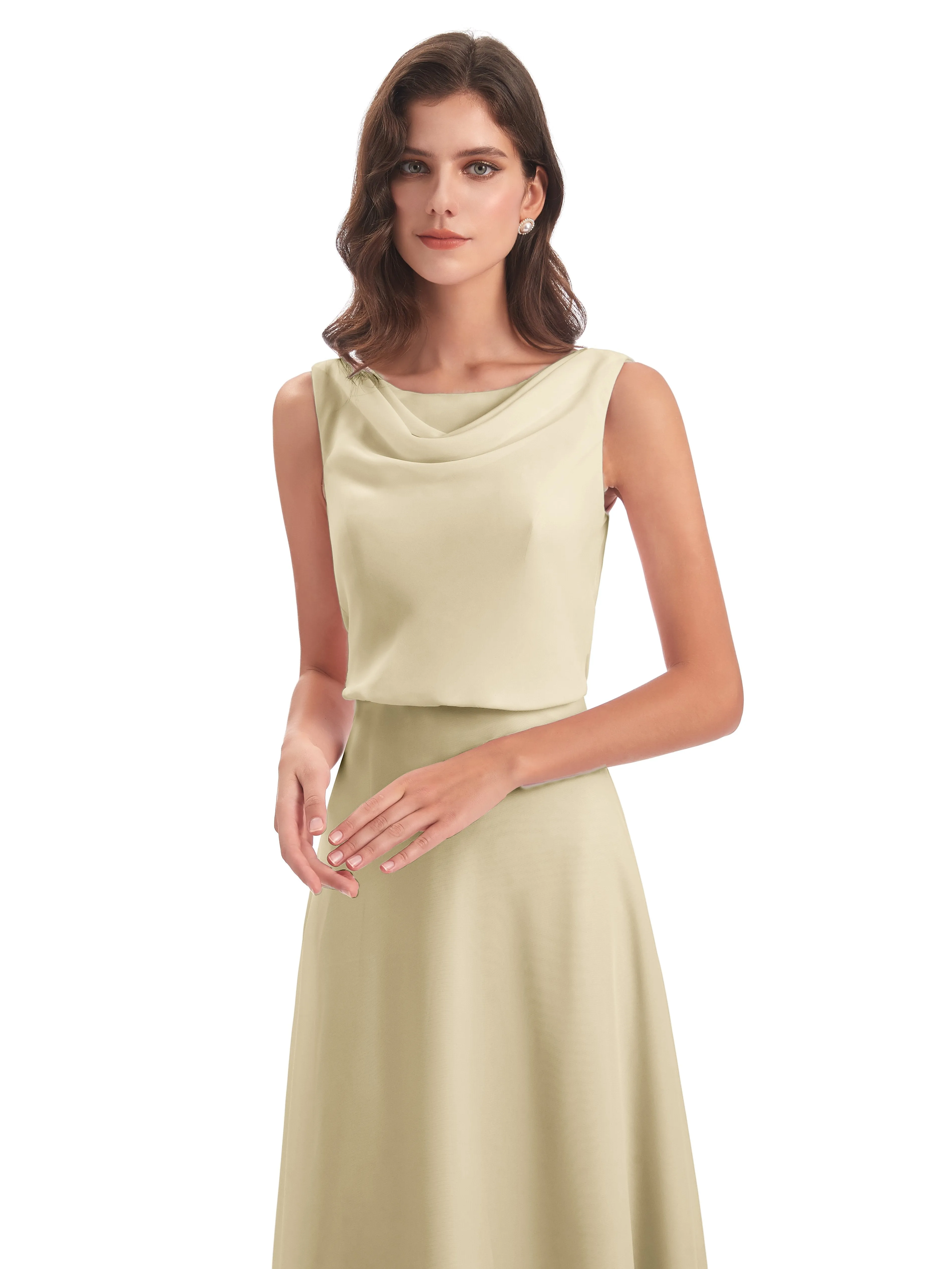 Layla Sheath Scoop V Back Chiffon Long Bridesmaid Dresses